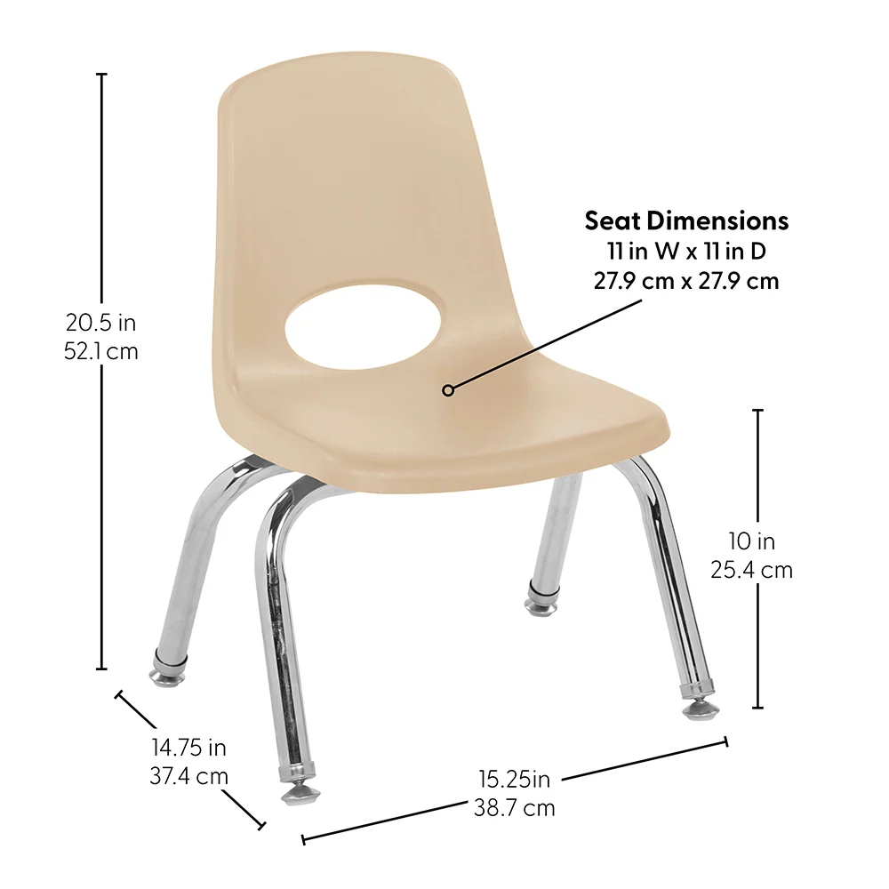 Toddler 10" Sand Stack Chairs 2-Piece Set | Durable, No-Snag Classroom Seating - Image 2