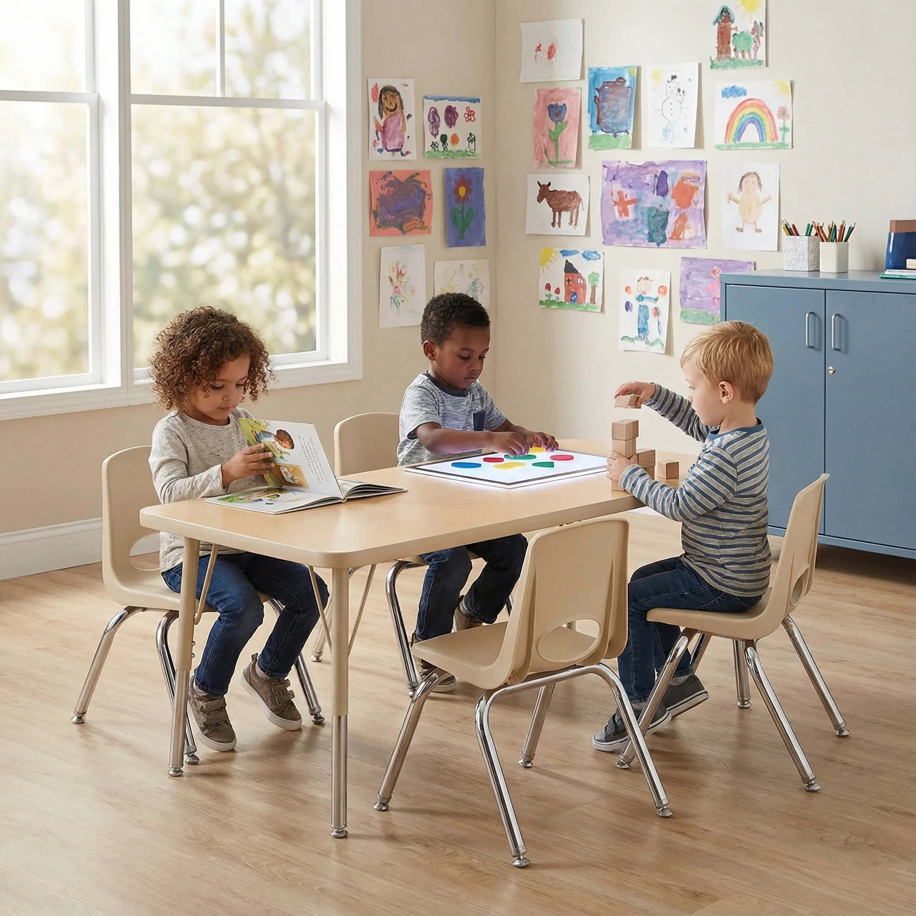12" Sand Stack Chairs 2-Piece Set | Durable, No-Snag Classroom Seating - Image 3