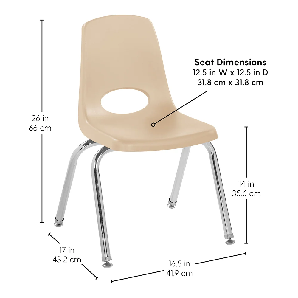 14" Sand Stack Chairs 2-Piece Set | Durable, No-Snag Seating for Classrooms - Image 2