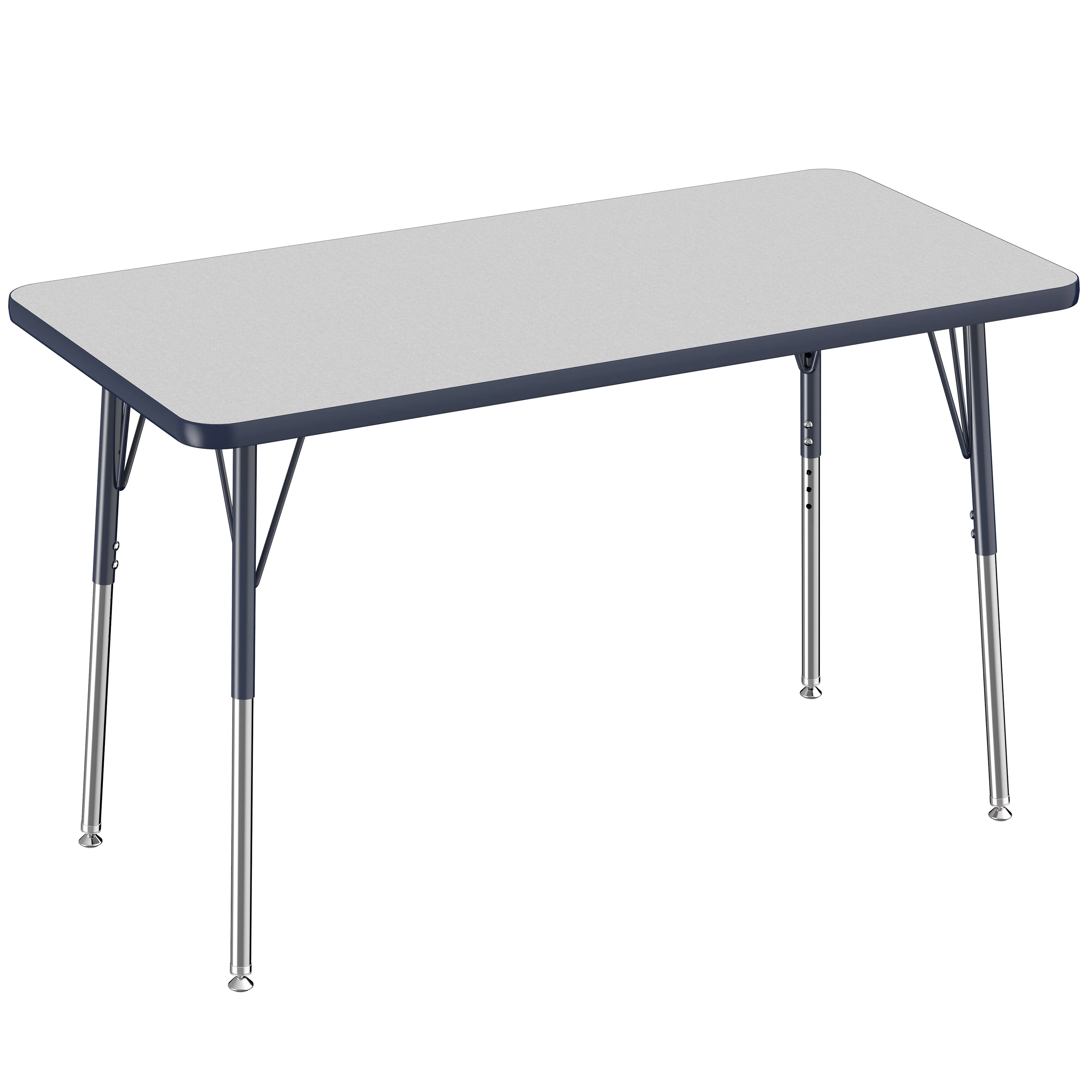 24" x 48" Gray Adjustable Activity Table | Durable Laminate Classroom Table with Standard Chrome Legs - Image 2