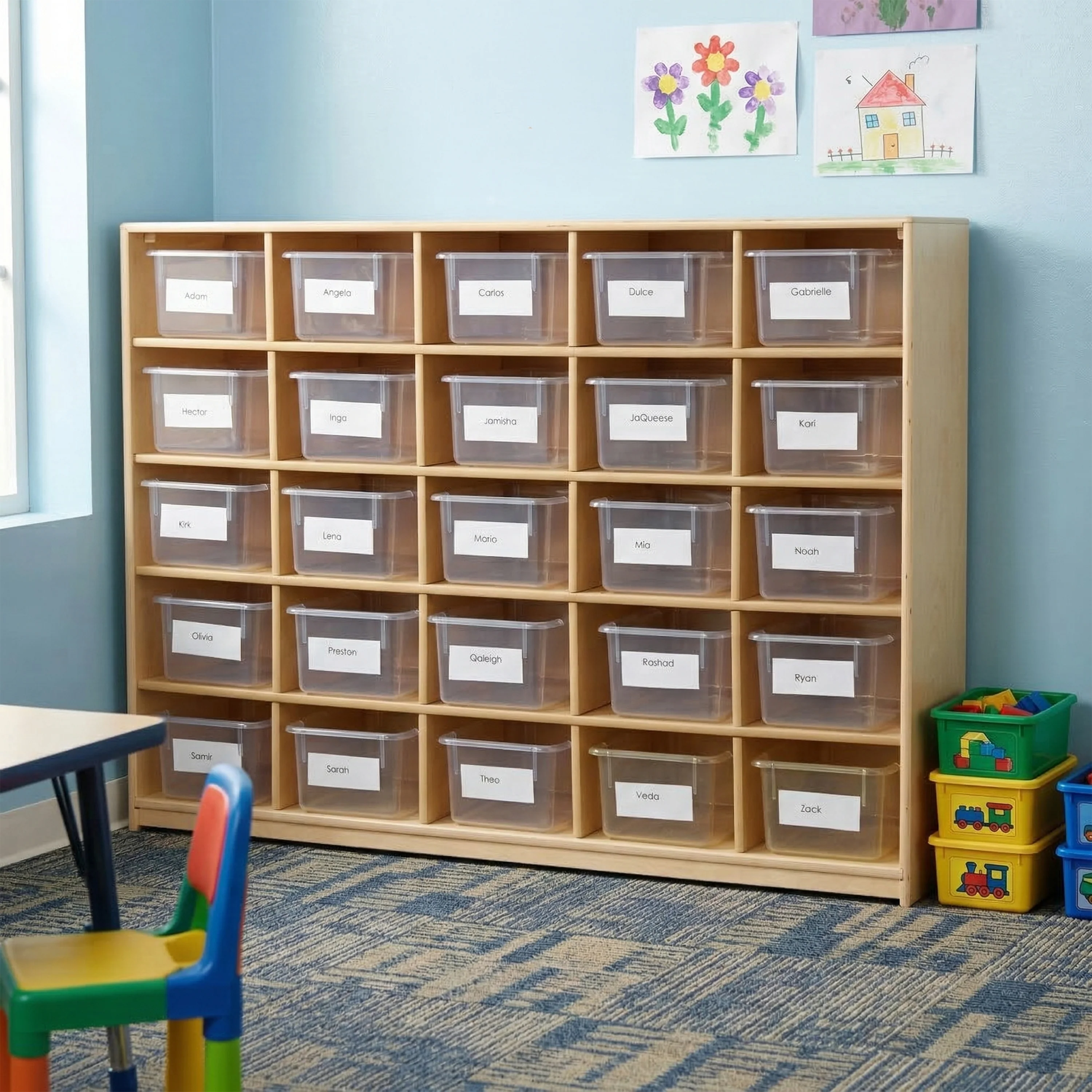 25-Cubbie Birch Storage Unit | Classroom Tote Organizer - Image 2