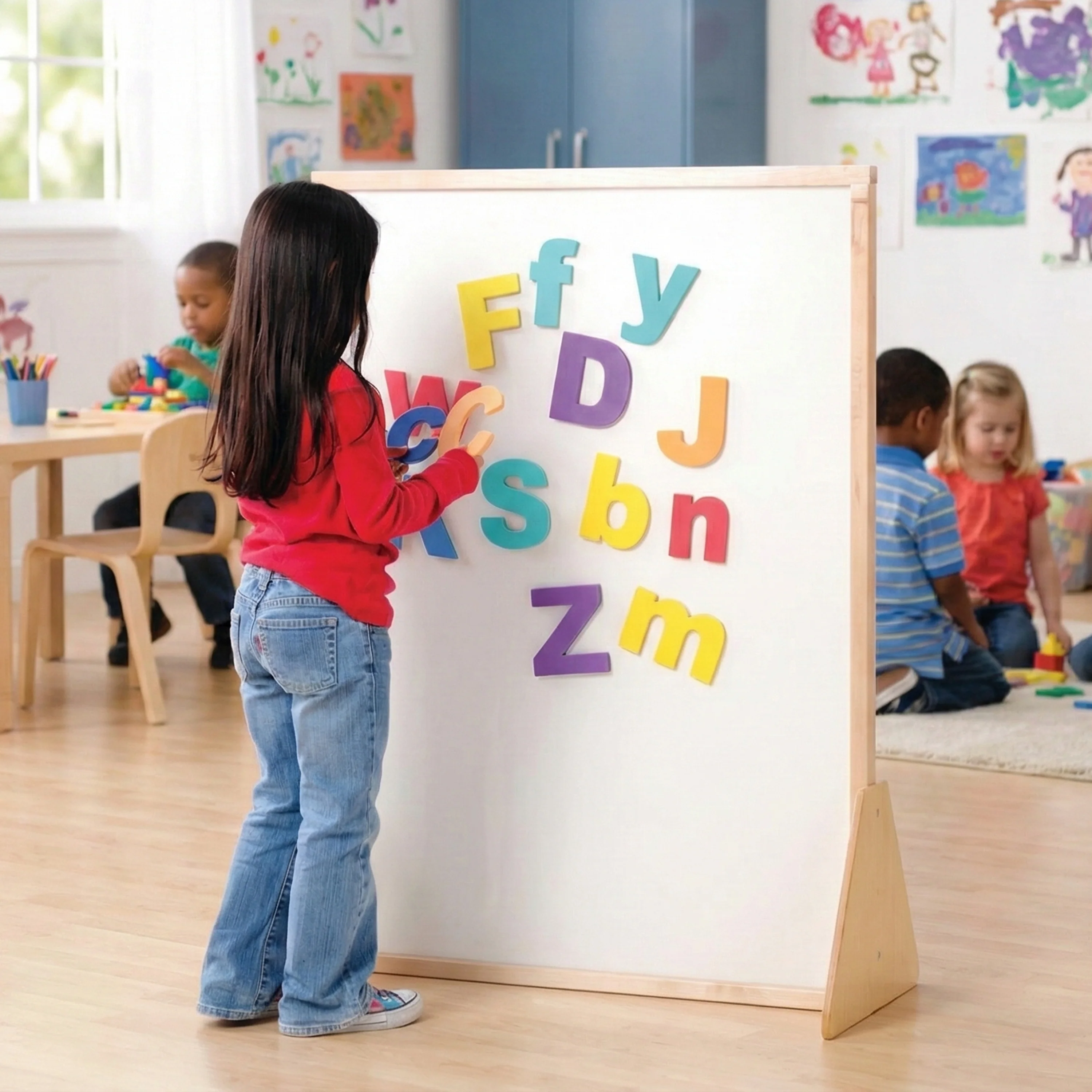 3-in-1 Magnetic STEM Easel | Double-Sided Dry-Erase & 3D Tile Building Surface - Image 2
