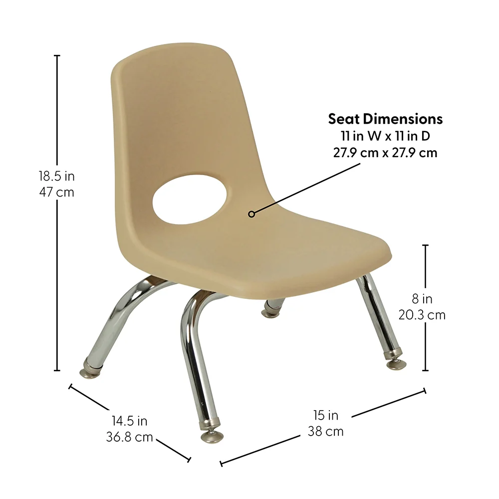 Toddler 8" Sand Stack Chairs 2-Piece Set | Easy-Clean, No-Snag Classroom Seating - Image 2