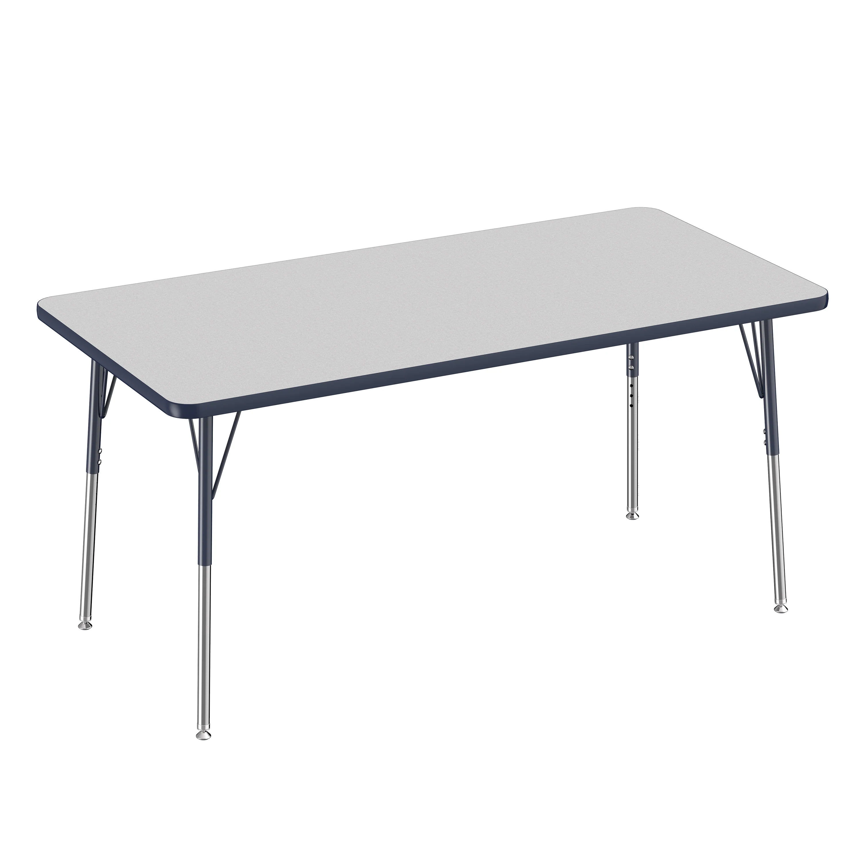 30" x 60" Gray Adjustable Activity Table | Spacious, Durable Classroom Table with Standard Chrome Legs - Image 2
