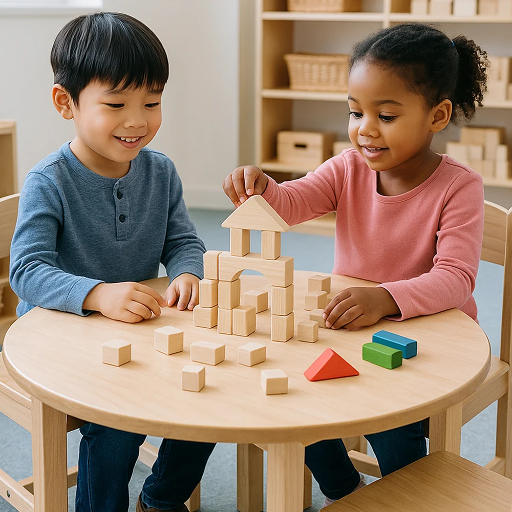 36" Round Solid Hardwood Table & 2 Chairs Set | Child-Sized - Image 4