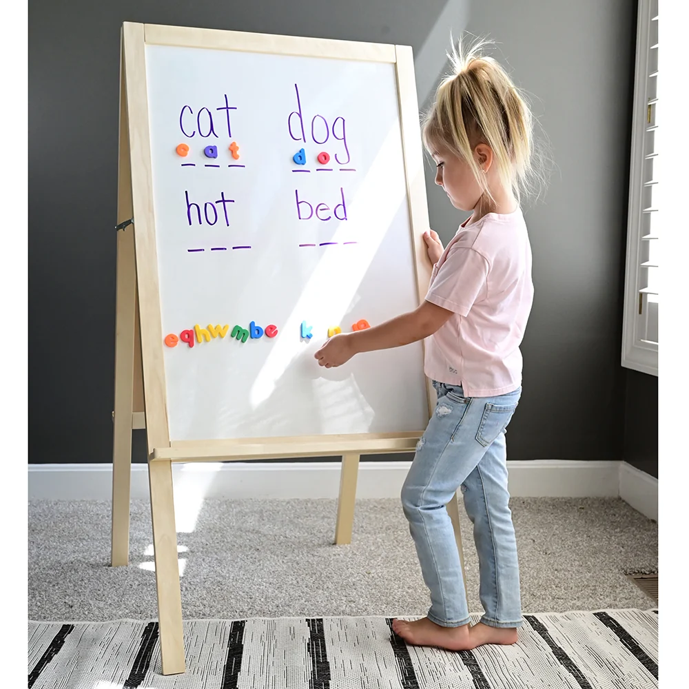 4-in-1 Wooden Easel with Magnetic Write-and-Wipe Board - Image 6