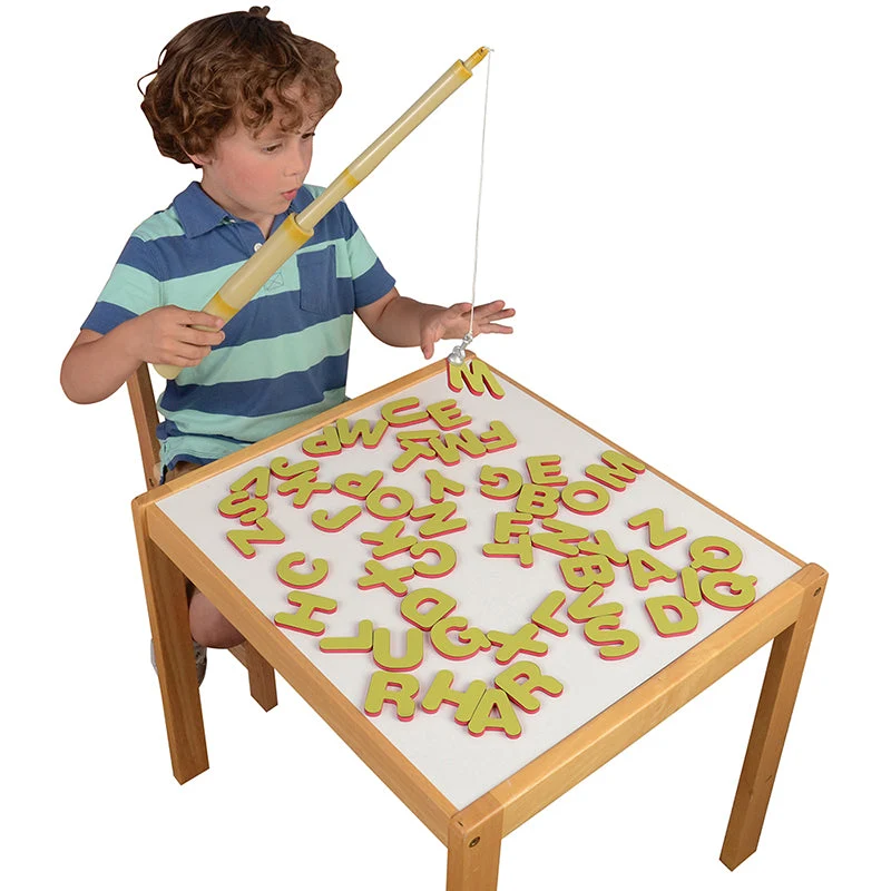 A-B-C Magnetic Fishing Learning Set | 4 Bamboo Poles & 104 Foam Alphabet Letters - Image 3