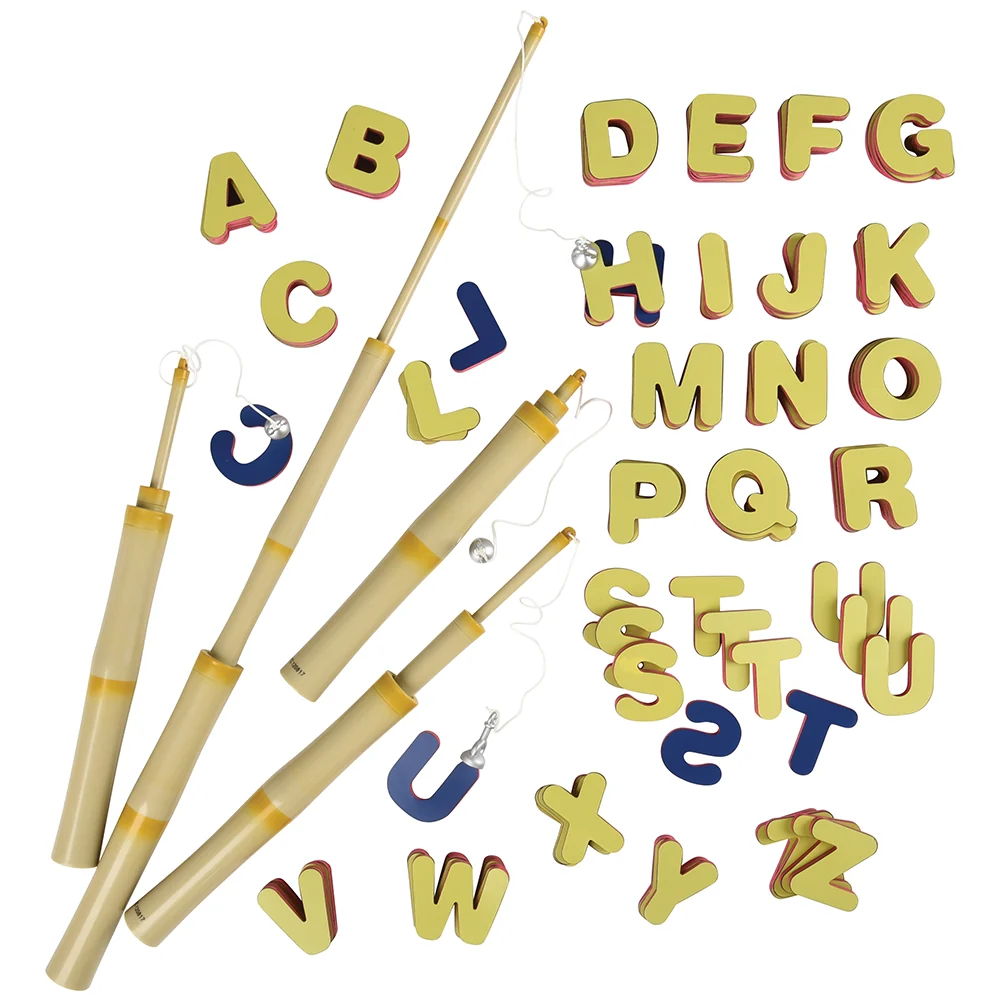 A-B-C Magnetic Fishing Learning Set | 4 Bamboo Poles & 104 Foam Alphabet Letters - Image 4