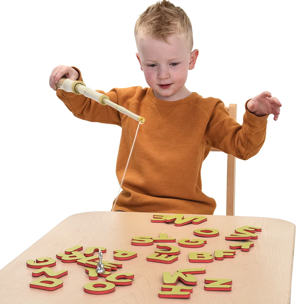 A-B-C Magnetic Fishing Learning Set | 4 Bamboo Poles & 104 Foam Alphabet Letters - Image 5