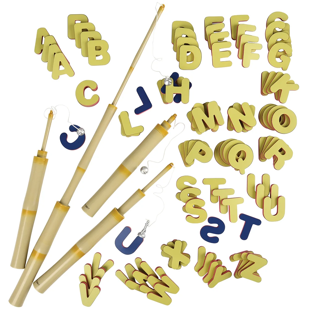 A-B-C Magnetic Fishing Learning Set | 4 Bamboo Poles & 104 Foam Alphabet Letters - Image 6