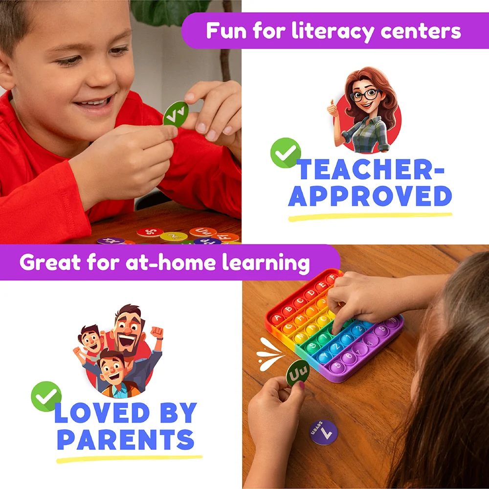 ABC Pop & Match Bingo | Multisensory Alphabet, Number & Color Preschool Learning Game | 115-Piece Set - Image 6