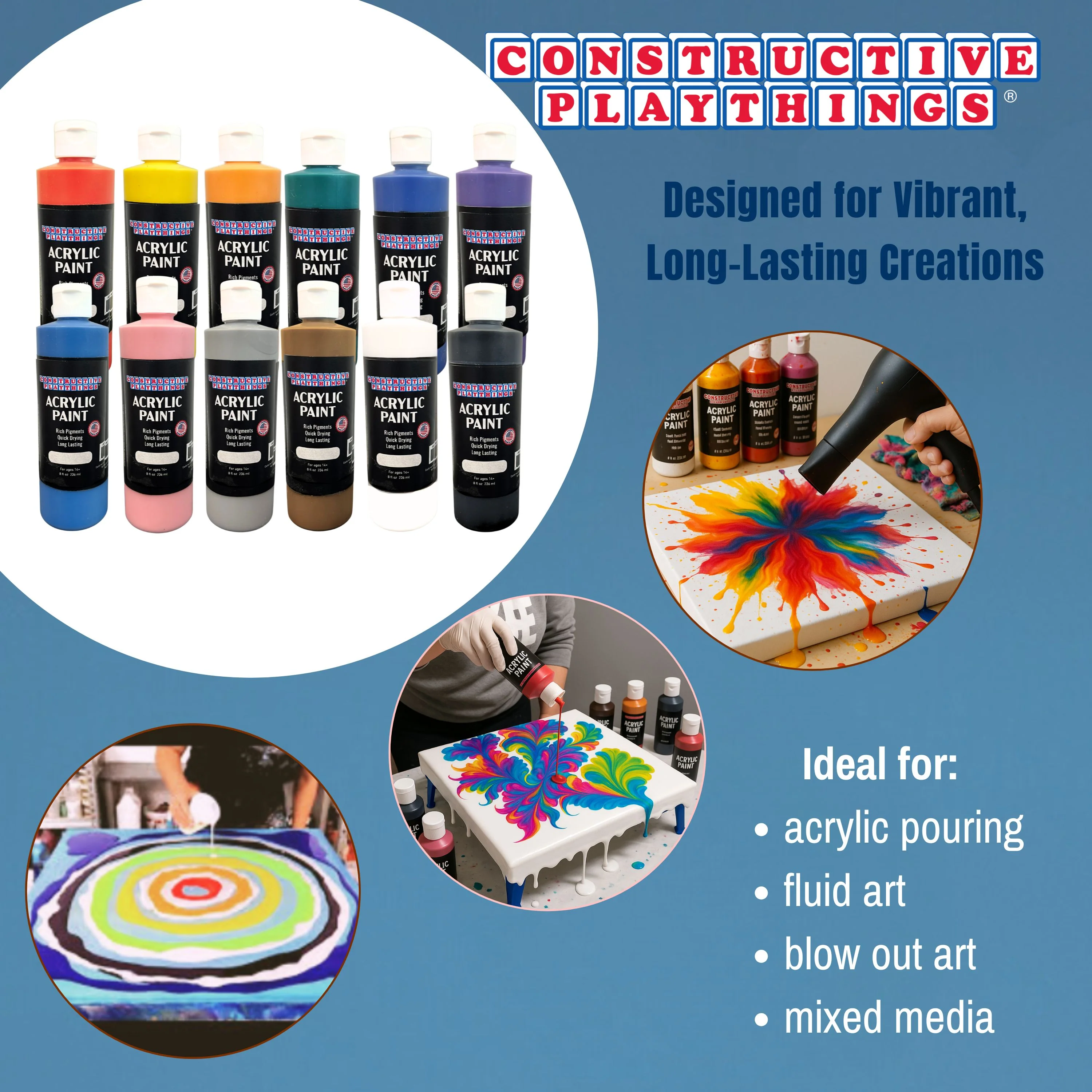 Acrylic Paint Set – 12 Vibrant Colors - Image 3