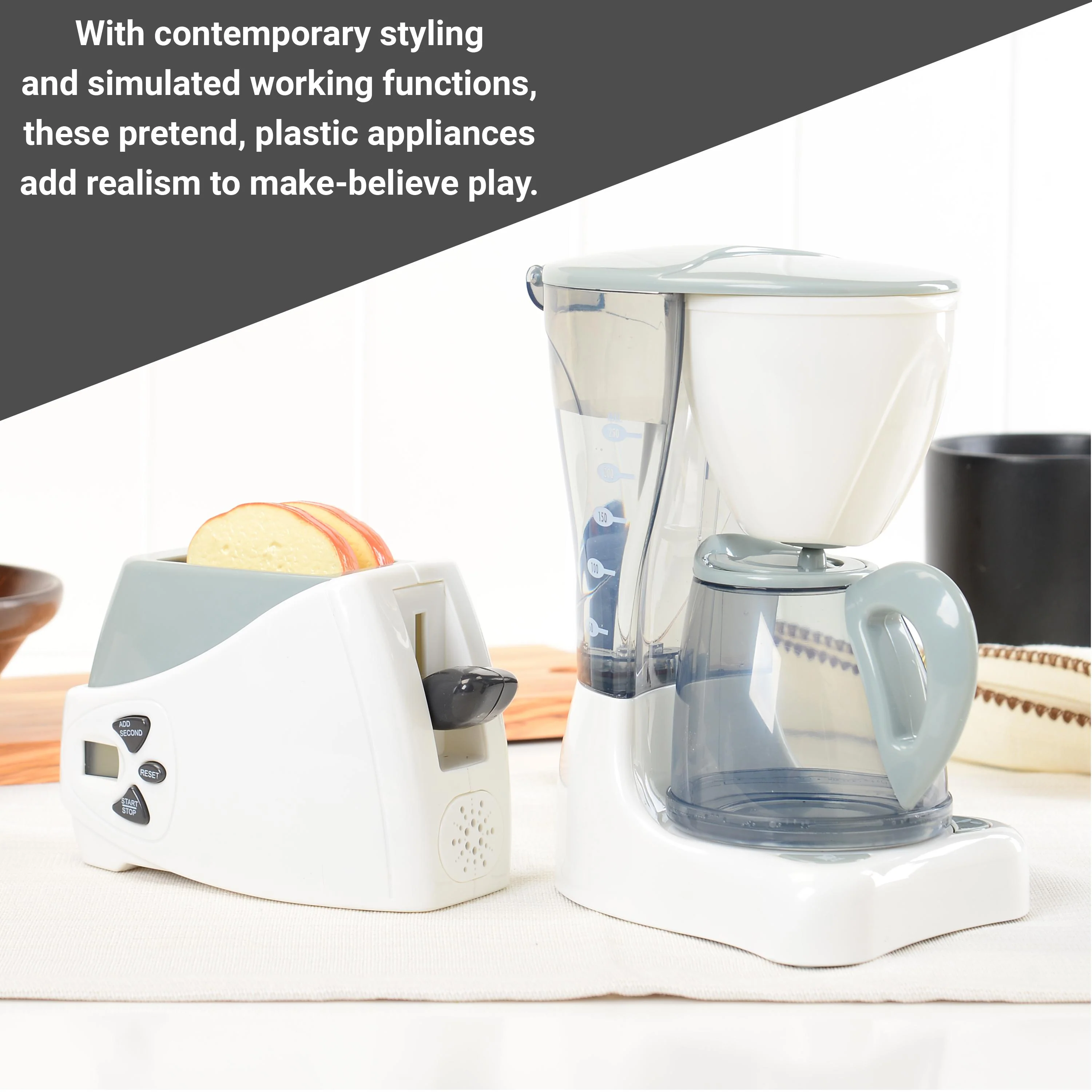 Action Fun Appliances | Realistic Breakfast Set with Coffee Maker & Toaster - Image 2