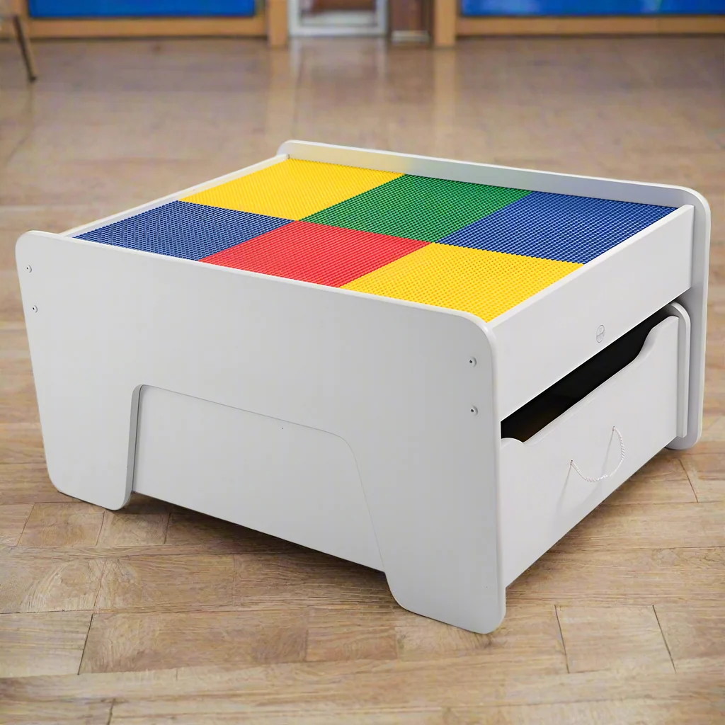 Preschool Building Brick Activity Table with Storage Drawer - Image 3