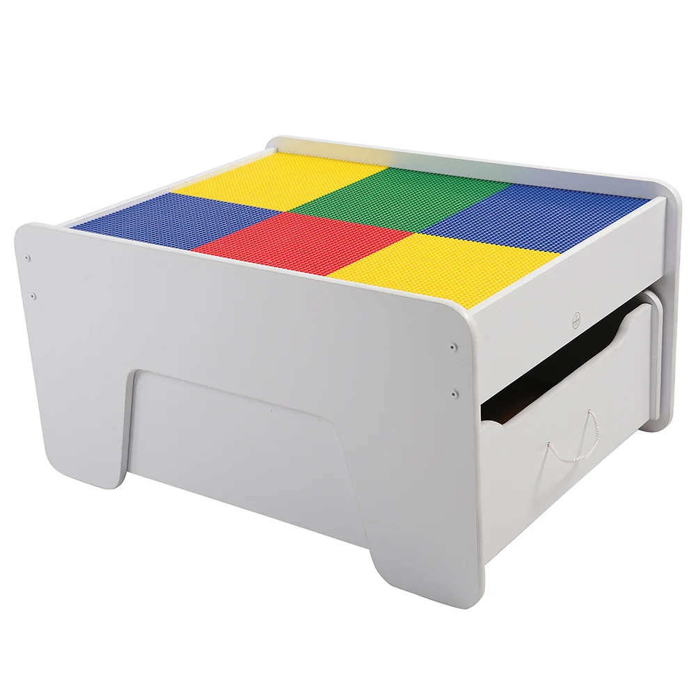 Preschool Building Brick Activity Table with Storage Drawer - Image 4