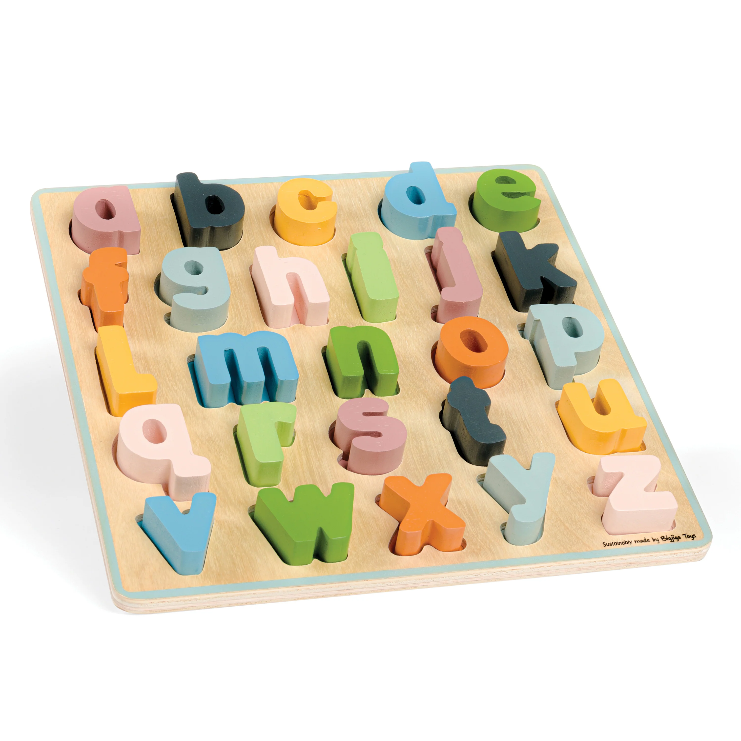 Lowercase Alphabet Wooden Puzzle | 26 Piece ABC Learning Board with Color-Matched Letters