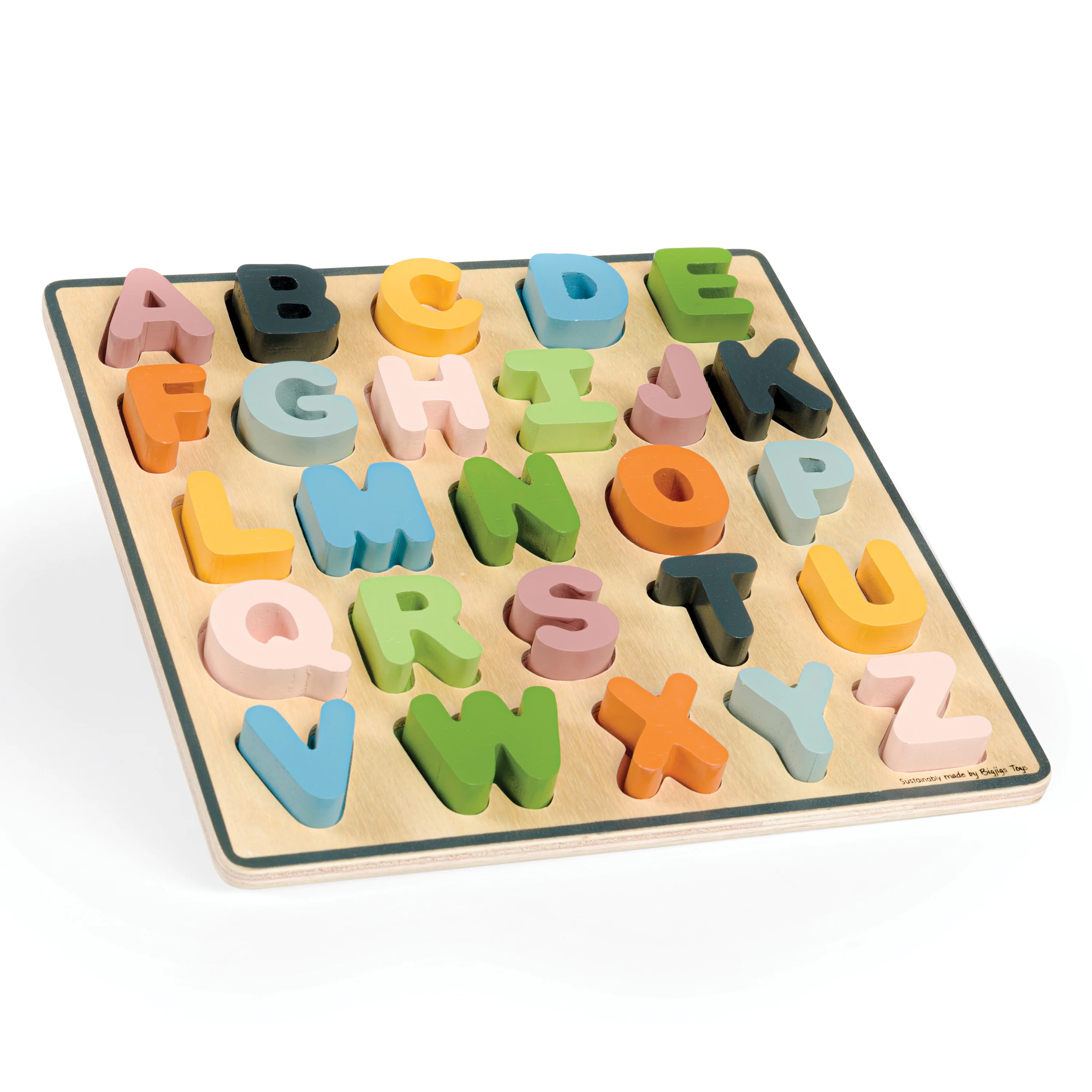 Uppercase Alphabet Wooden Puzzle | 26 Piece ABC Learning Board with Color-Matched Letters