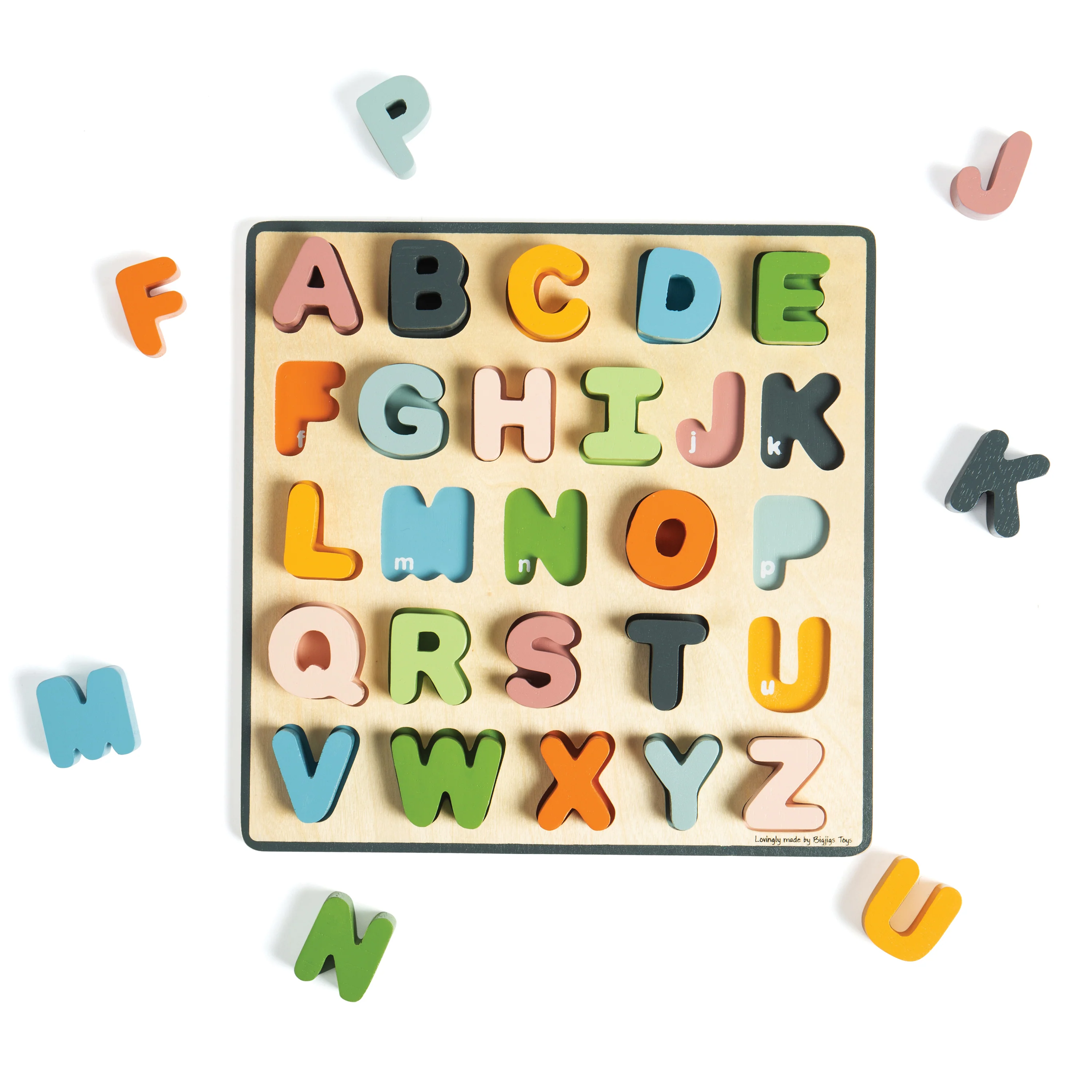 Uppercase Alphabet Wooden Puzzle | 26 Piece ABC Learning Board with Color-Matched Letters - Image 2