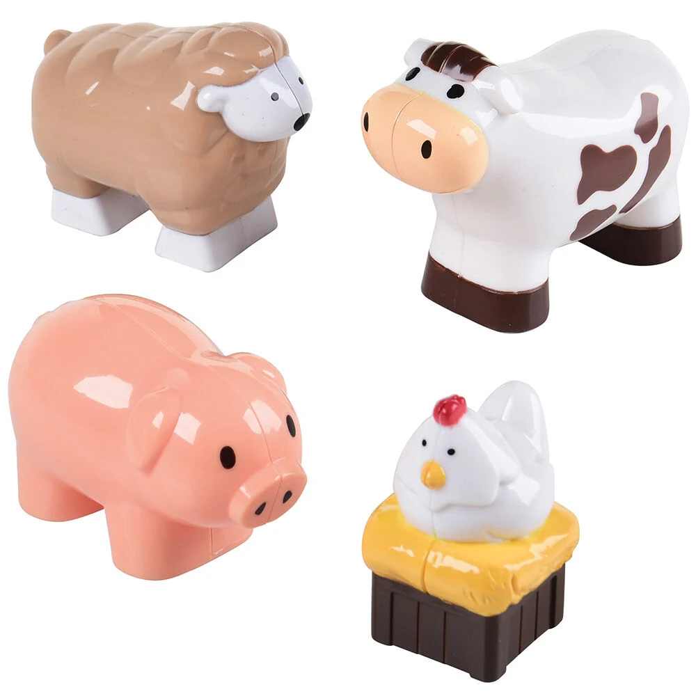 Animals for Preschool Building Bricks | 17-Piece Dinosaur, Wild & Farm Animal Play Set - Image 5