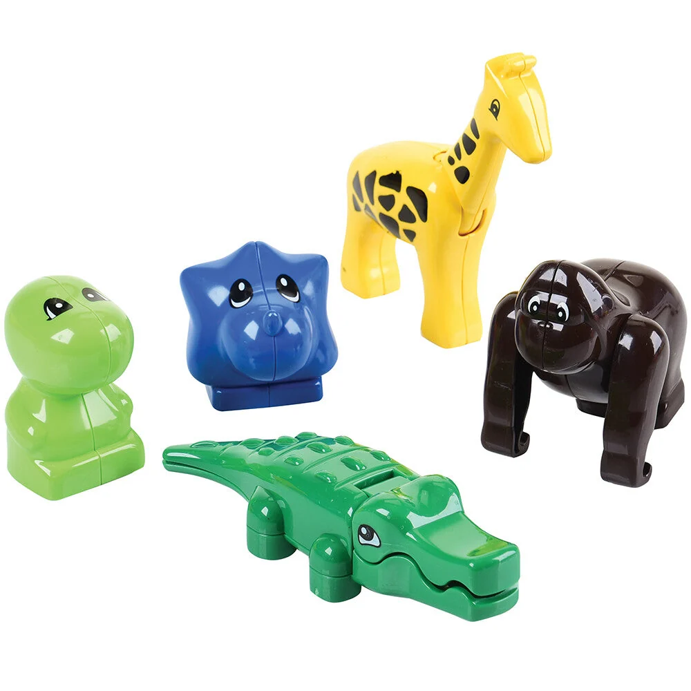 Animals for Preschool Building Bricks | 17-Piece Dinosaur, Wild & Farm Animal Play Set - Image 6