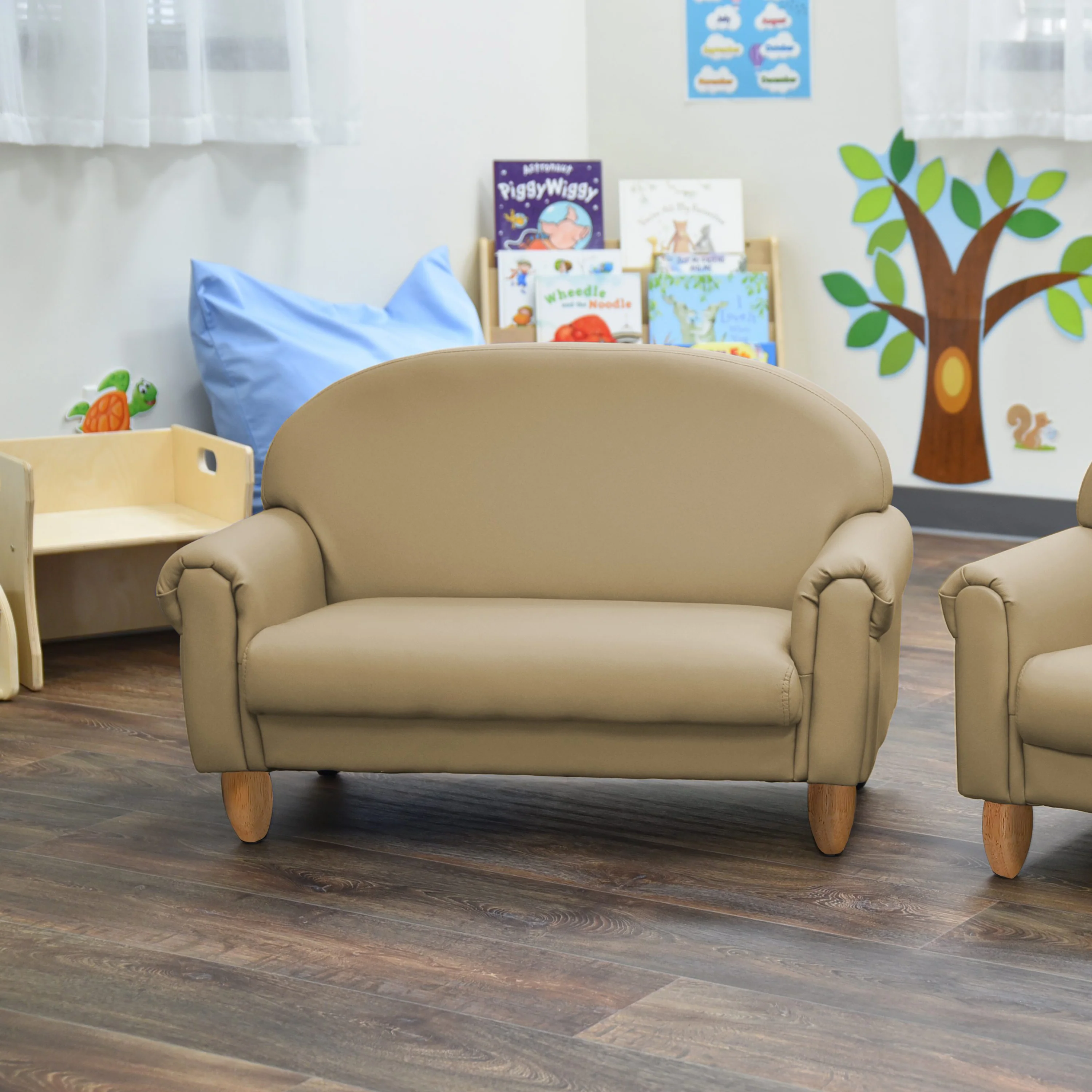 As We Grow™ Kids Sofa | Adjustable Vegan-Leather Seating with Natural Wood Legs - Image 3