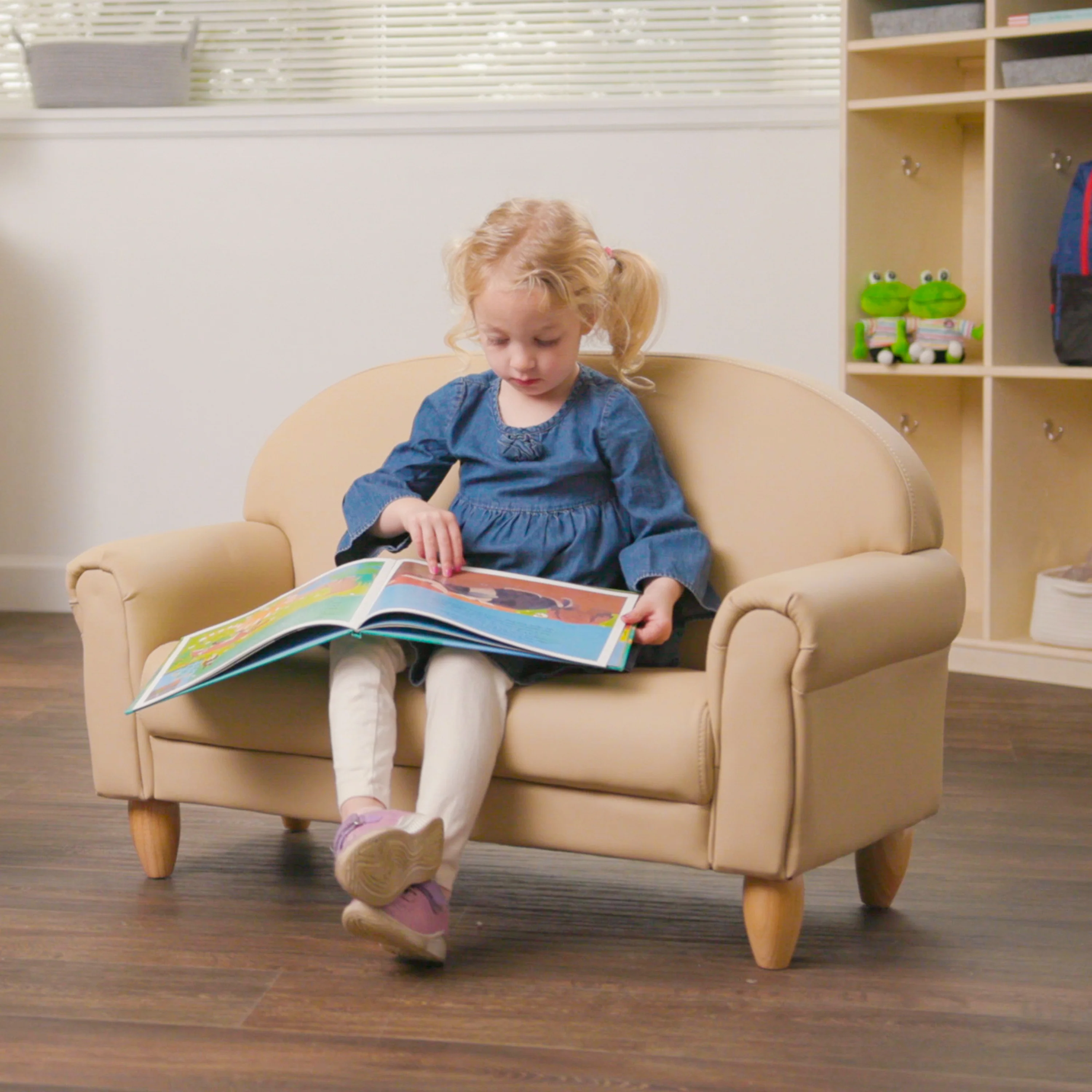 As We Grow™ Kids Sofa | Adjustable Vegan-Leather Seating with Natural Wood Legs - Image 4