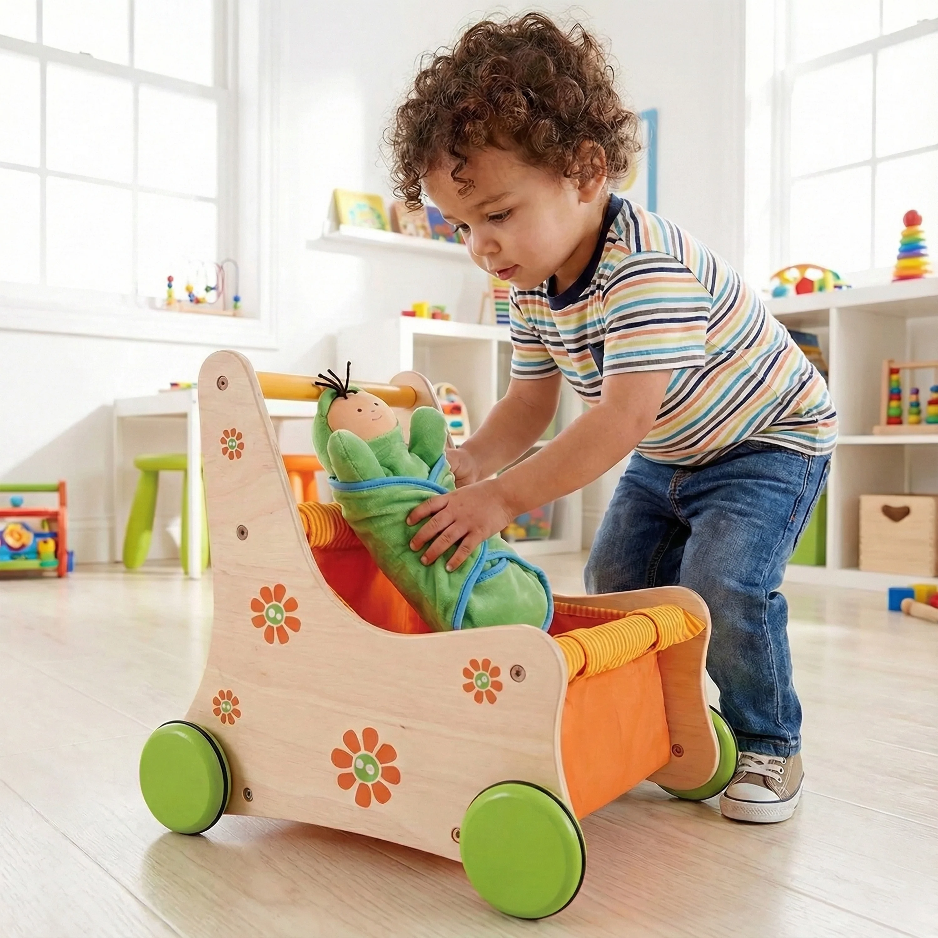 Beginner's Wooden Push Buggy with Safe Storage for Ages 12 Months+ - Image 2