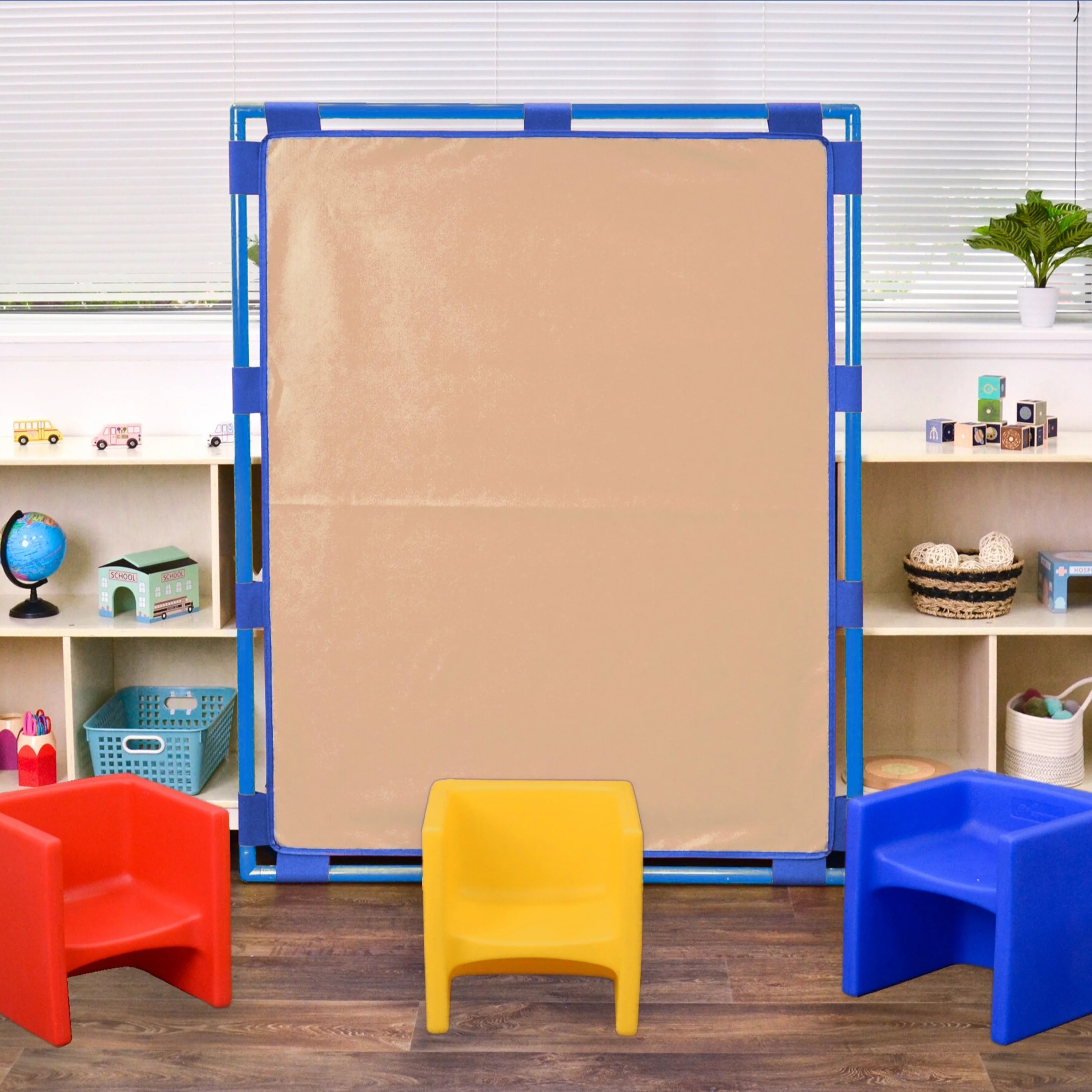 Big Screen PlayPanel® | Almond Free-Standing Classroom Divider with Feet - Image 2