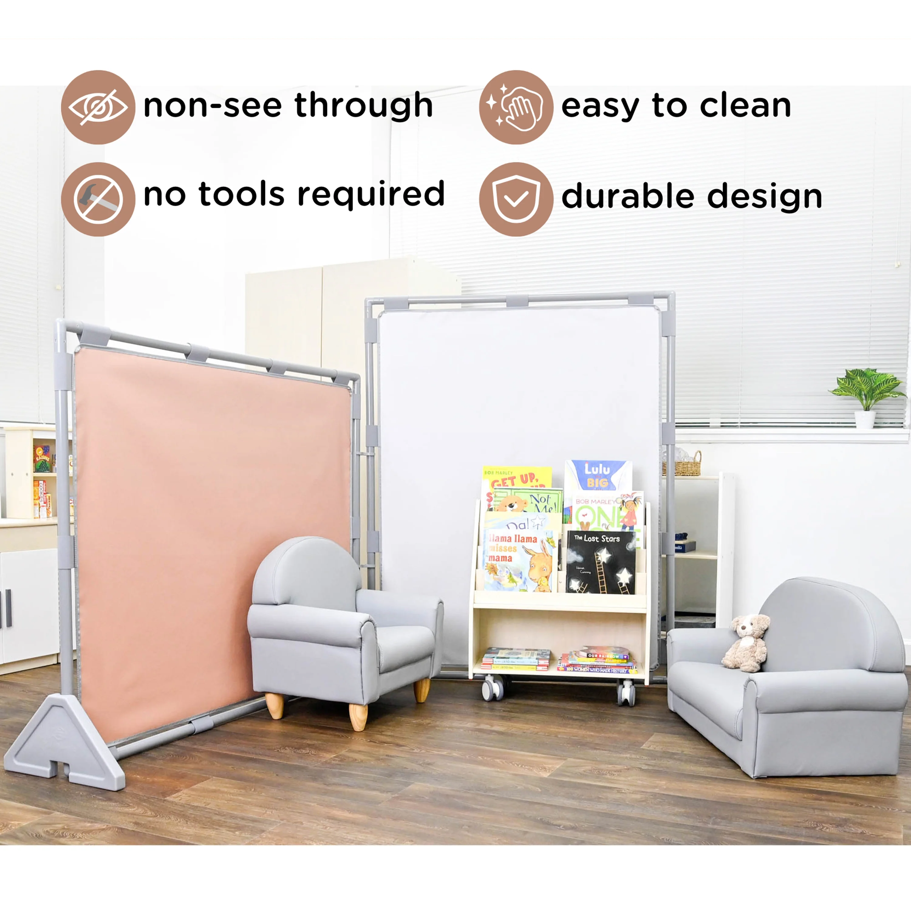 Big Screen PlayPanel® | Clay Free-Standing Classroom Divider with Feet - Image 4