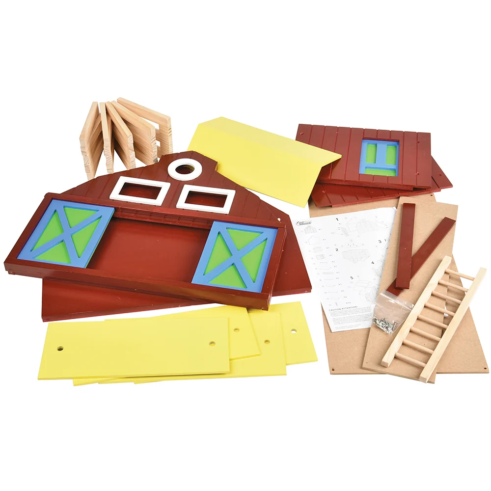 Deluxe Big Wooden Barn Playset | Farm Pretend Play Toy with Removable Roof, Sliding Doors, Ladder & Fencing - Image 3