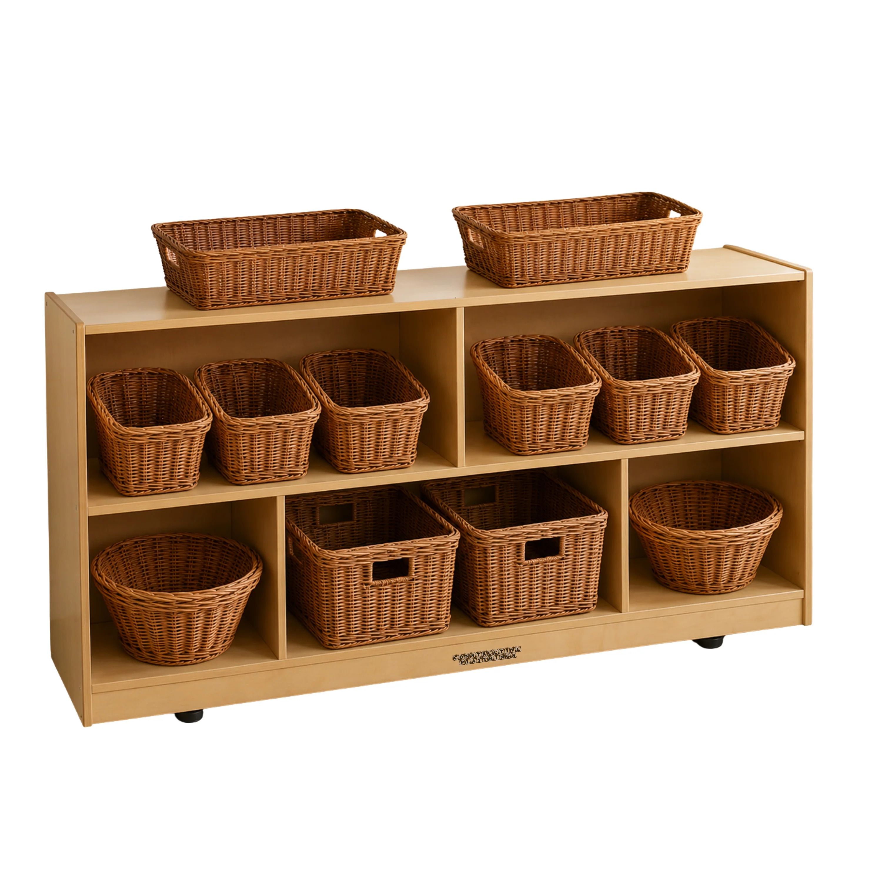 Birch Low Storage & Woven/Wicker Basket Organization Center - Image 3
