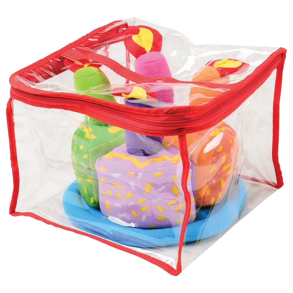 Birthday Cake 9-Piece Play Set | Soft Fabric Cake with Removable Slices, Candle, and Plate - Image 4