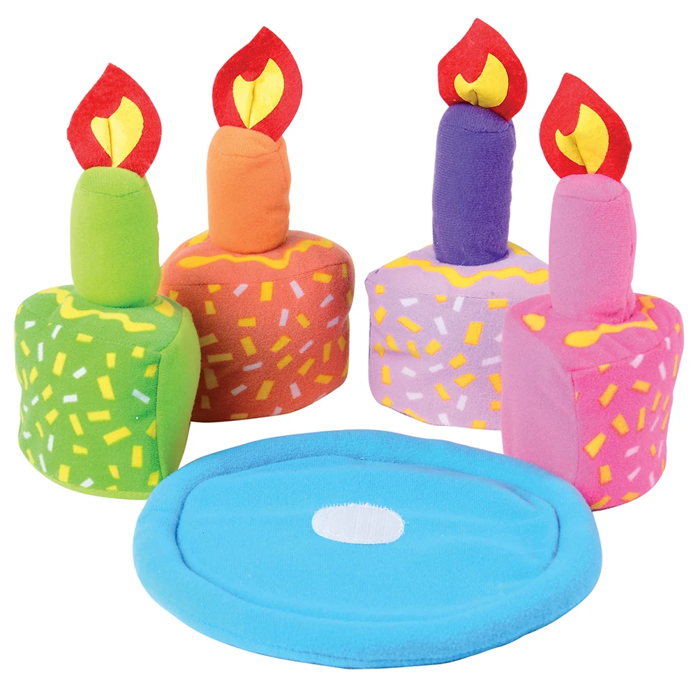 Birthday Cake 9-Piece Play Set | Soft Fabric Cake with Removable Slices, Candle, and Plate - Image 5