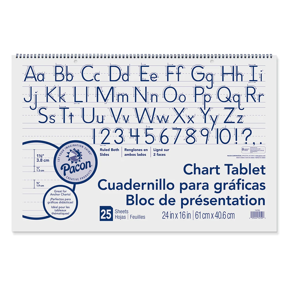 Easel-Style Chart Tablet | 24" x 16" Ruled Anchor Chart Paper