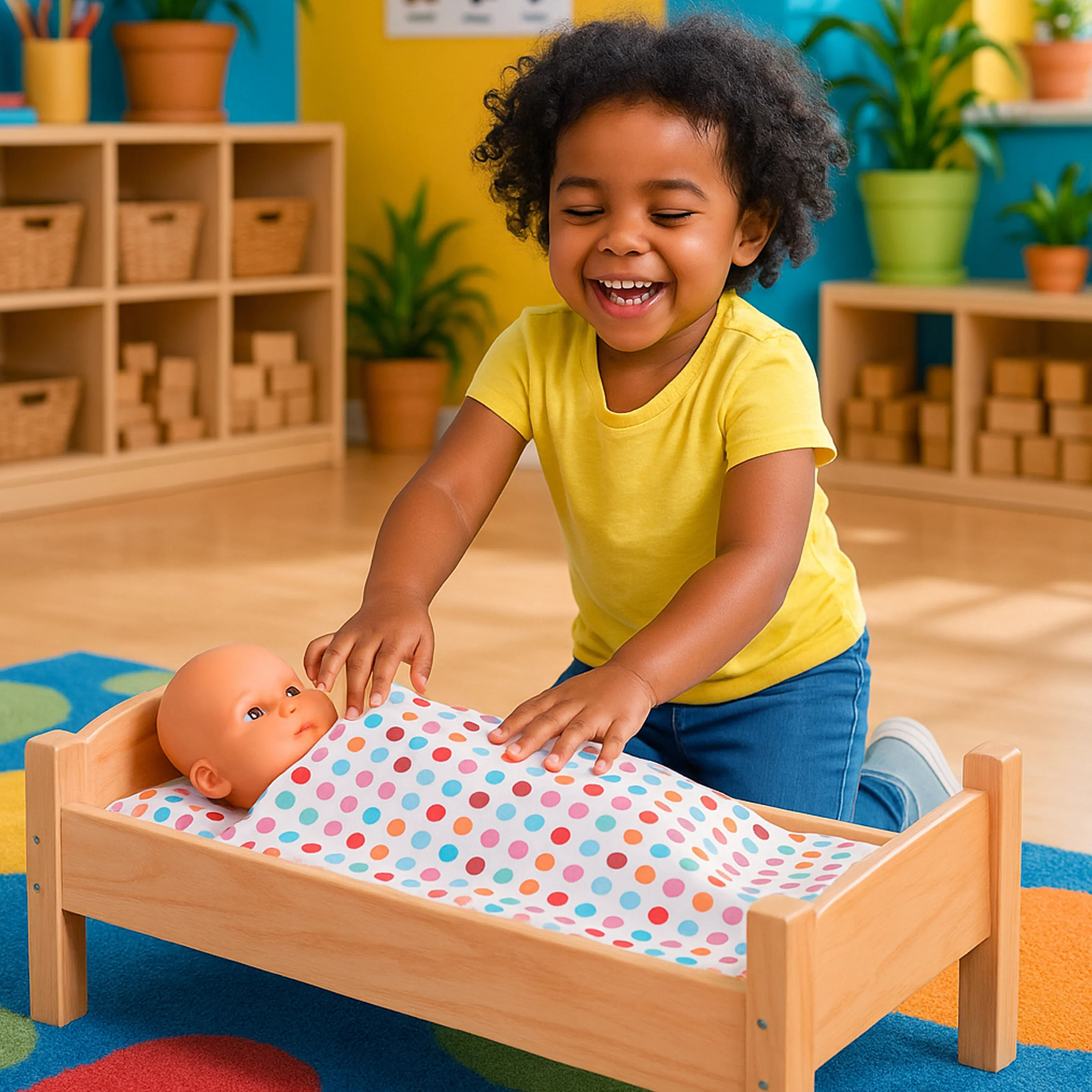 Montessori Solid Hardwood Baby Doll Bed - Image 6