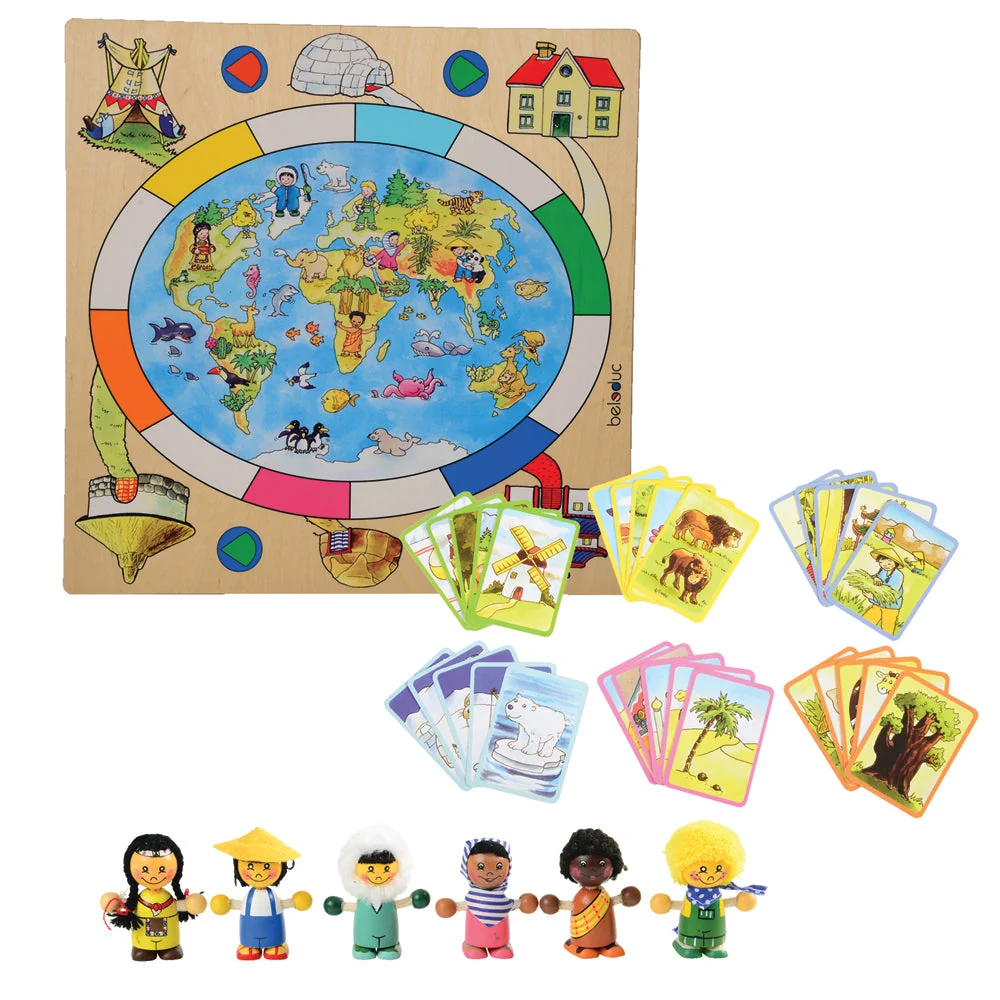 Children of The World Board Game | Explore Global Cultures with 6 Wooden Dolls