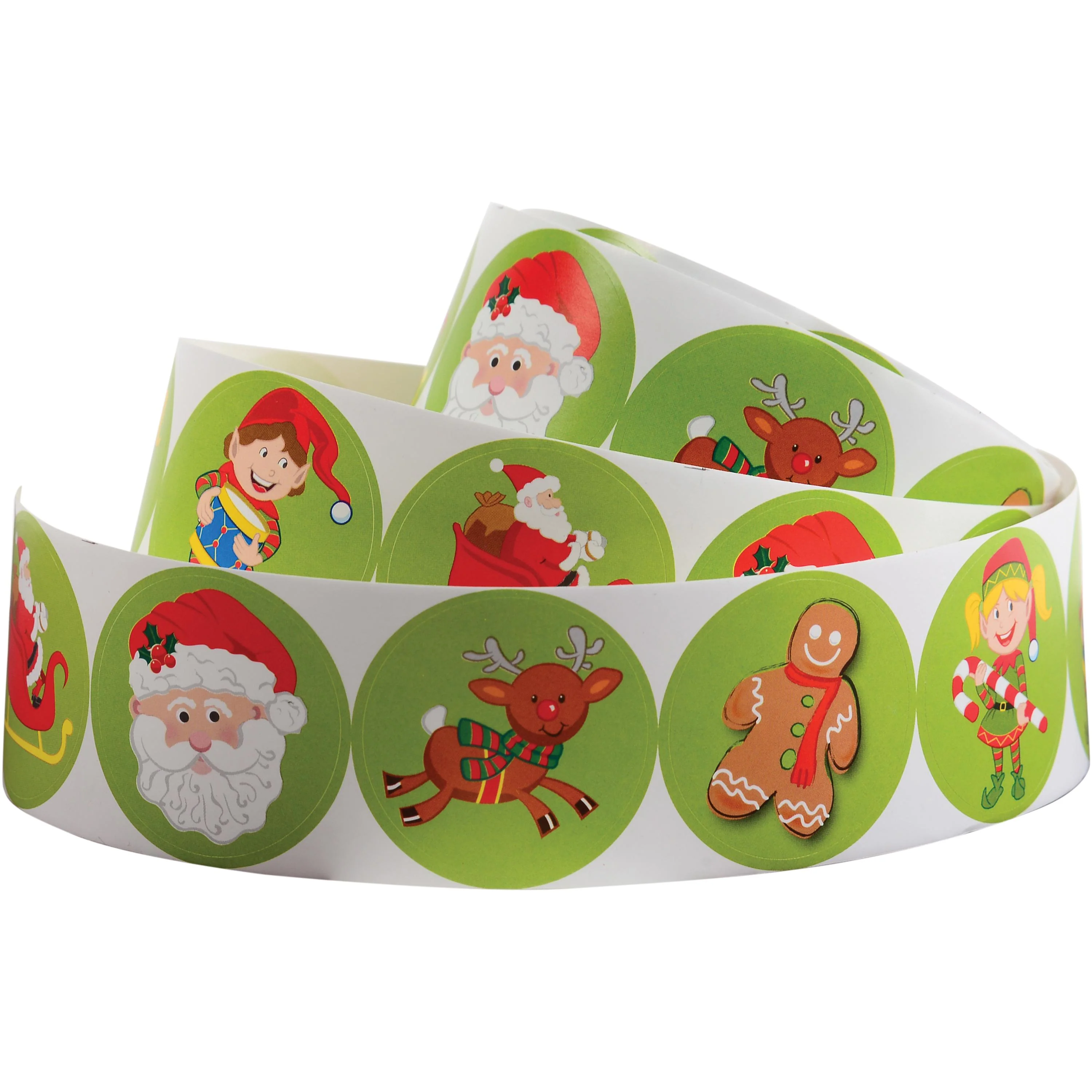 Christmas Character Sticker Roll – Santa, Reindeer, Elf & Gingerbread Seals for Kids