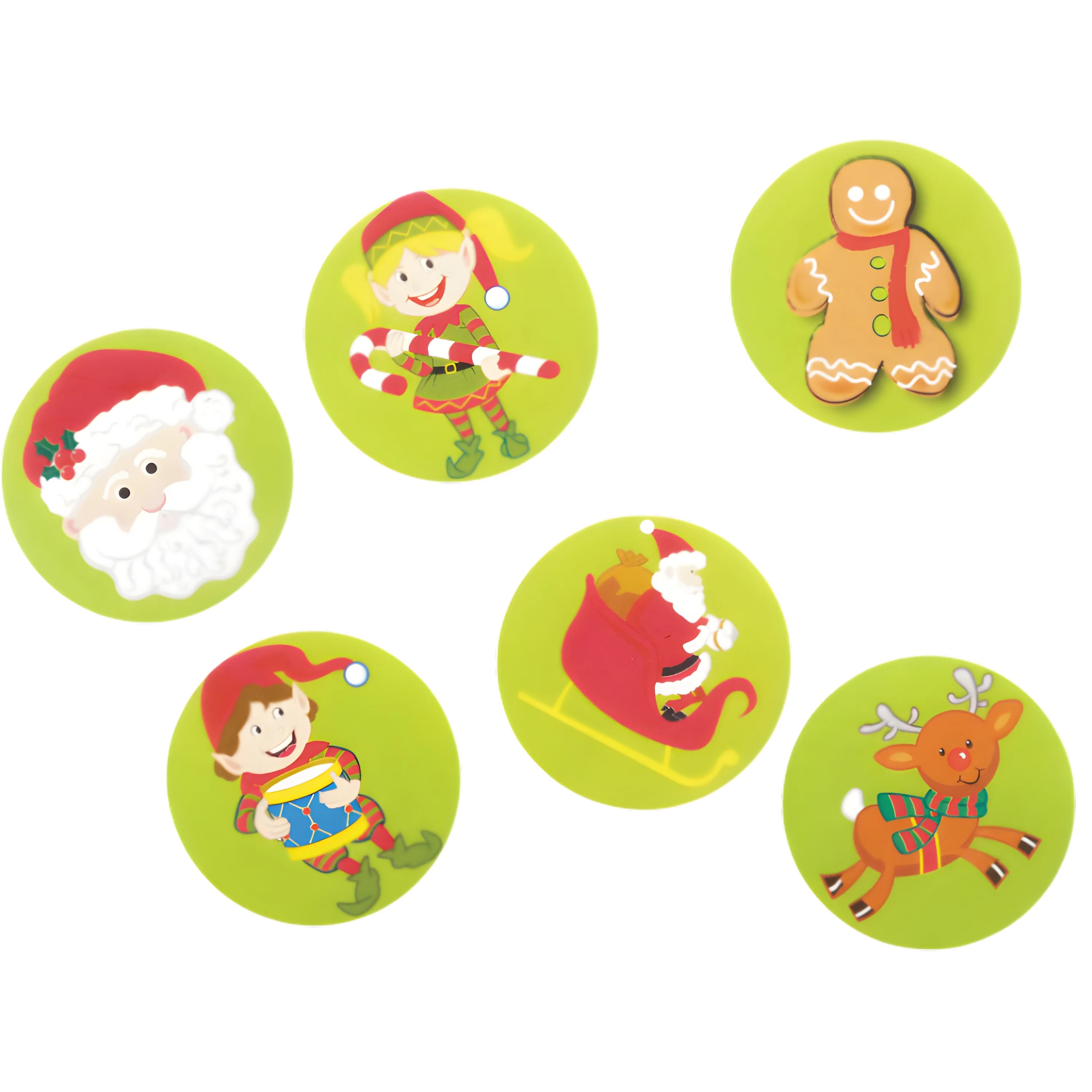 Christmas Character Sticker Roll – Santa, Reindeer, Elf & Gingerbread Seals for Kids - Image 2