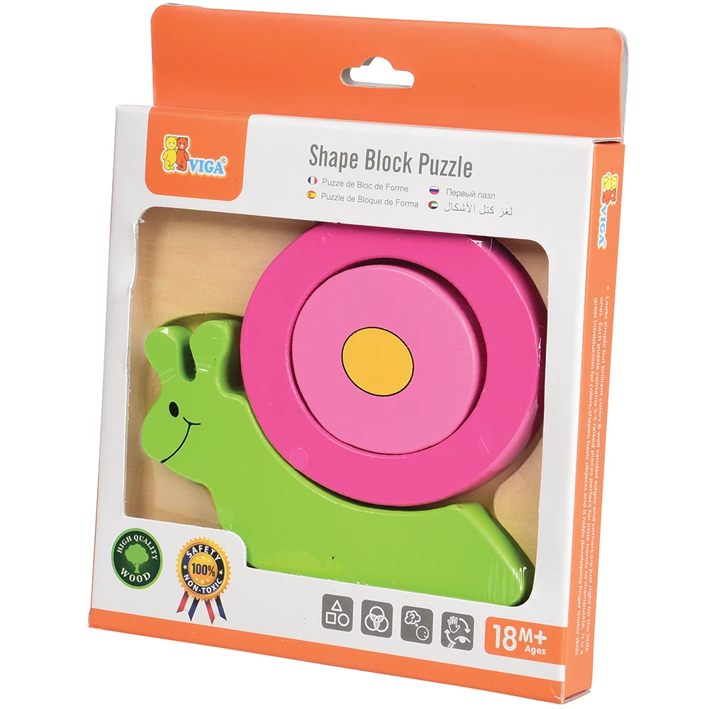 Chunky 4-Piece Snail Wooden Puzzle - Image 3