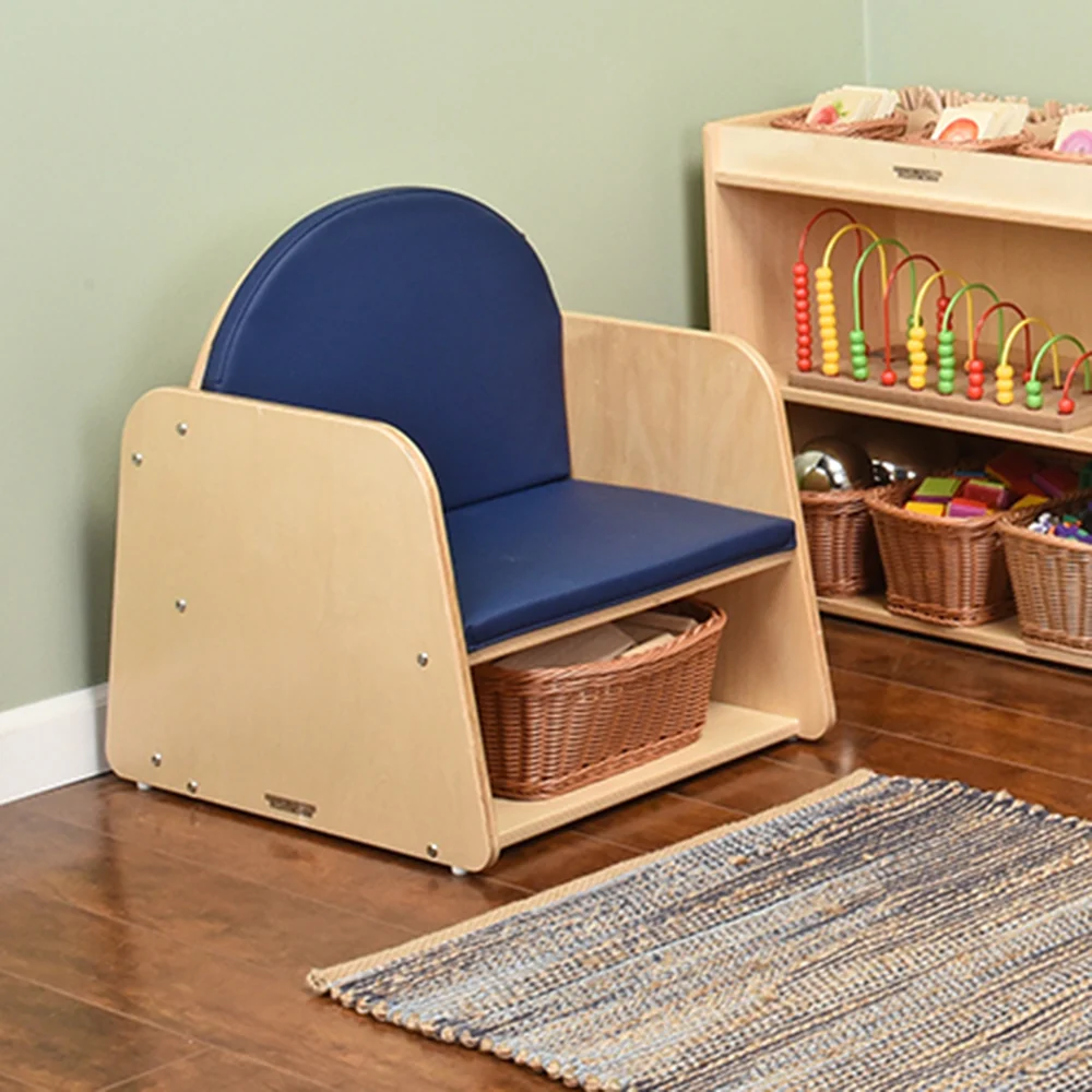Classic Wooden Chair with Built-In Storage and Cushion | Baltic Birch Classroom Seating - Image 7