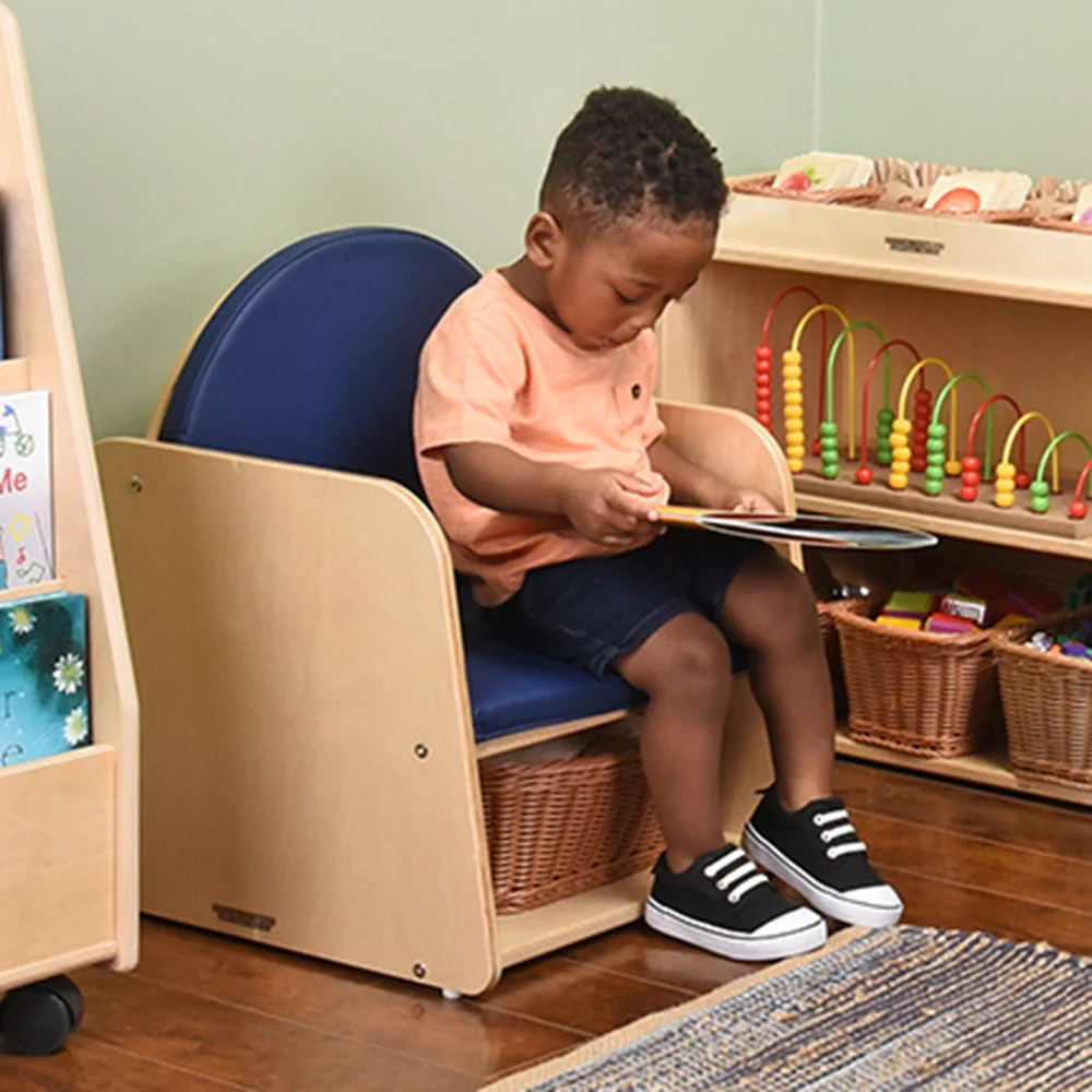Classic Wooden Chair with Built-In Storage and Cushion | Baltic Birch Classroom Seating - Image 8