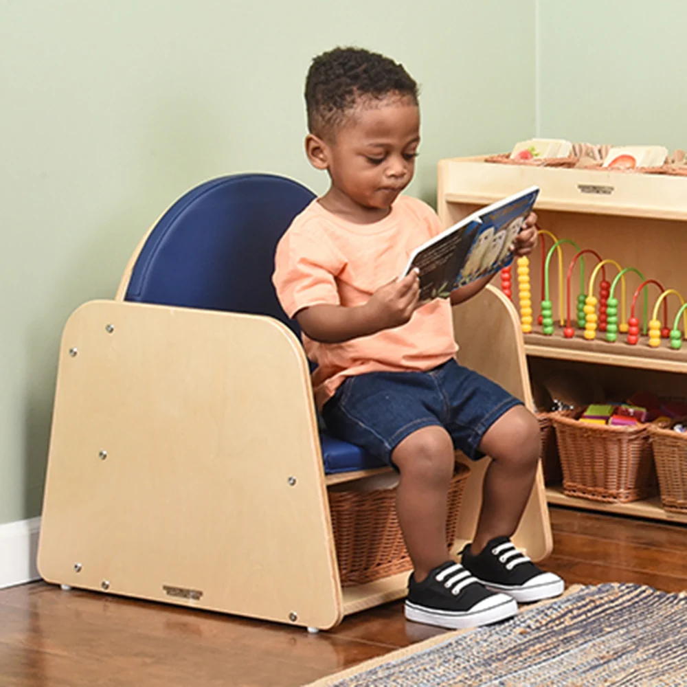 Classic Wooden Chair with Built-In Storage and Cushion | Baltic Birch Classroom Seating - Image 9