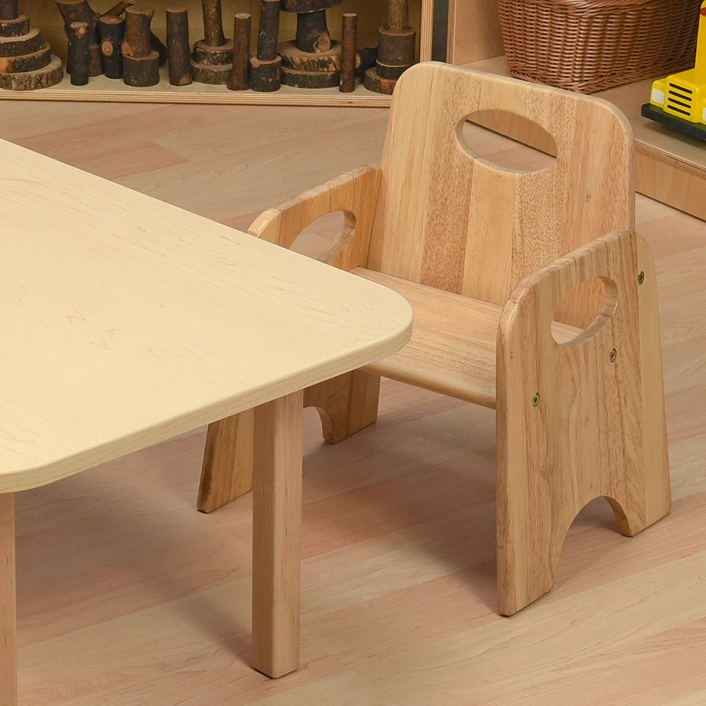 Classic Wooden Toddler Chair | 6" High, Tip-Resistant Rubberwood Seat - Image 4