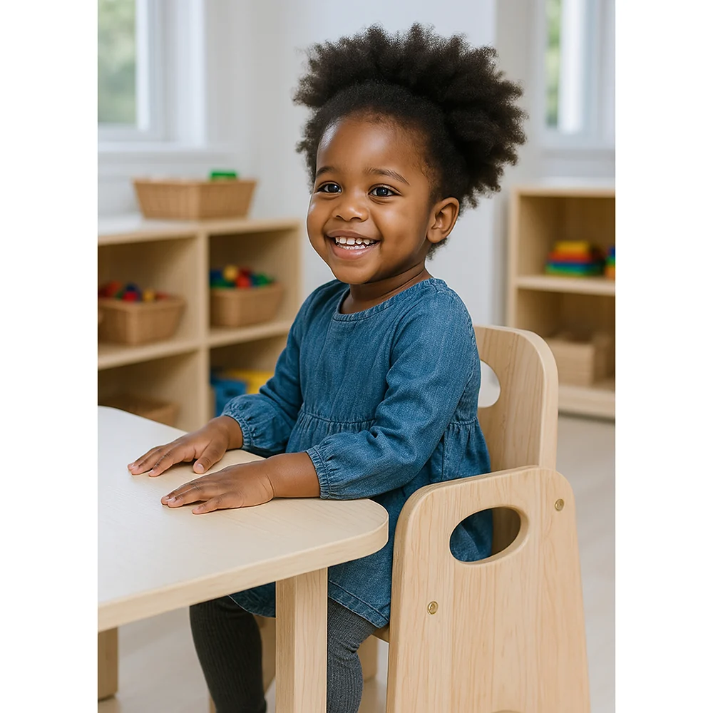 Classic Wooden Toddler Chair | 6" High, Tip-Resistant Rubberwood Seat - Image 5