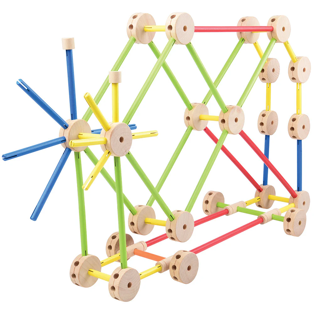 Classic Wood Builder 208-Piece STEM Construction Set | Hardwood Rods & Connectors for Creative Building Play
