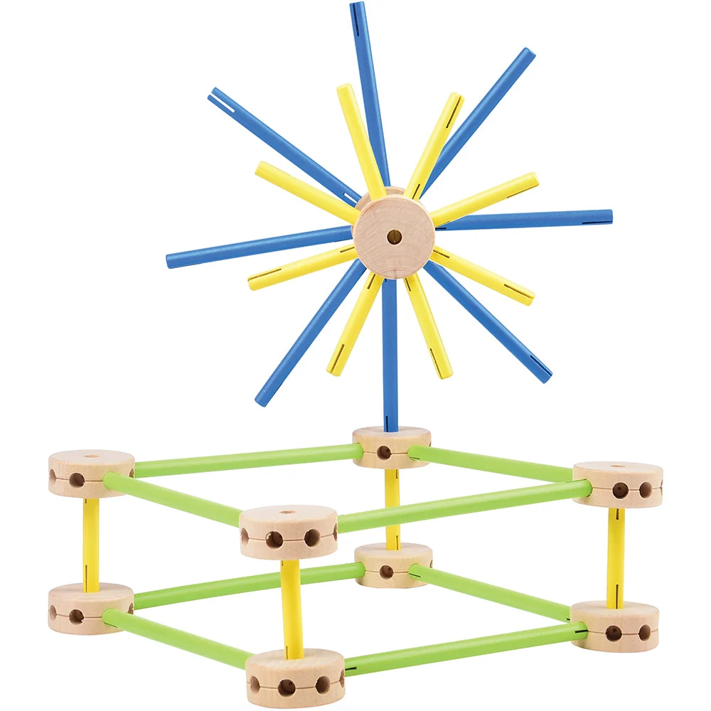 Classic Wood Builder 208-Piece STEM Construction Set | Hardwood Rods & Connectors for Creative Building Play - Image 3