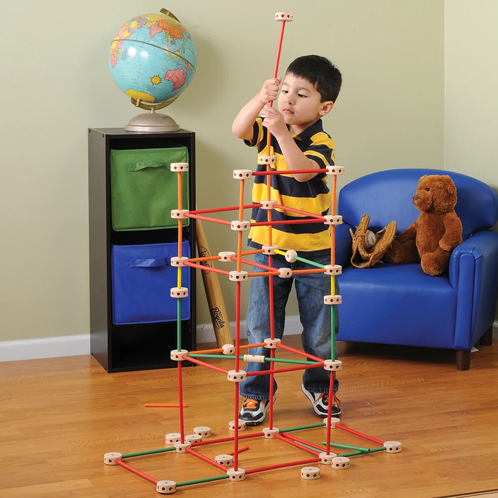 Classic Wood Builders in Storage Bin | 208 Piece STEM Building Set - Image 5