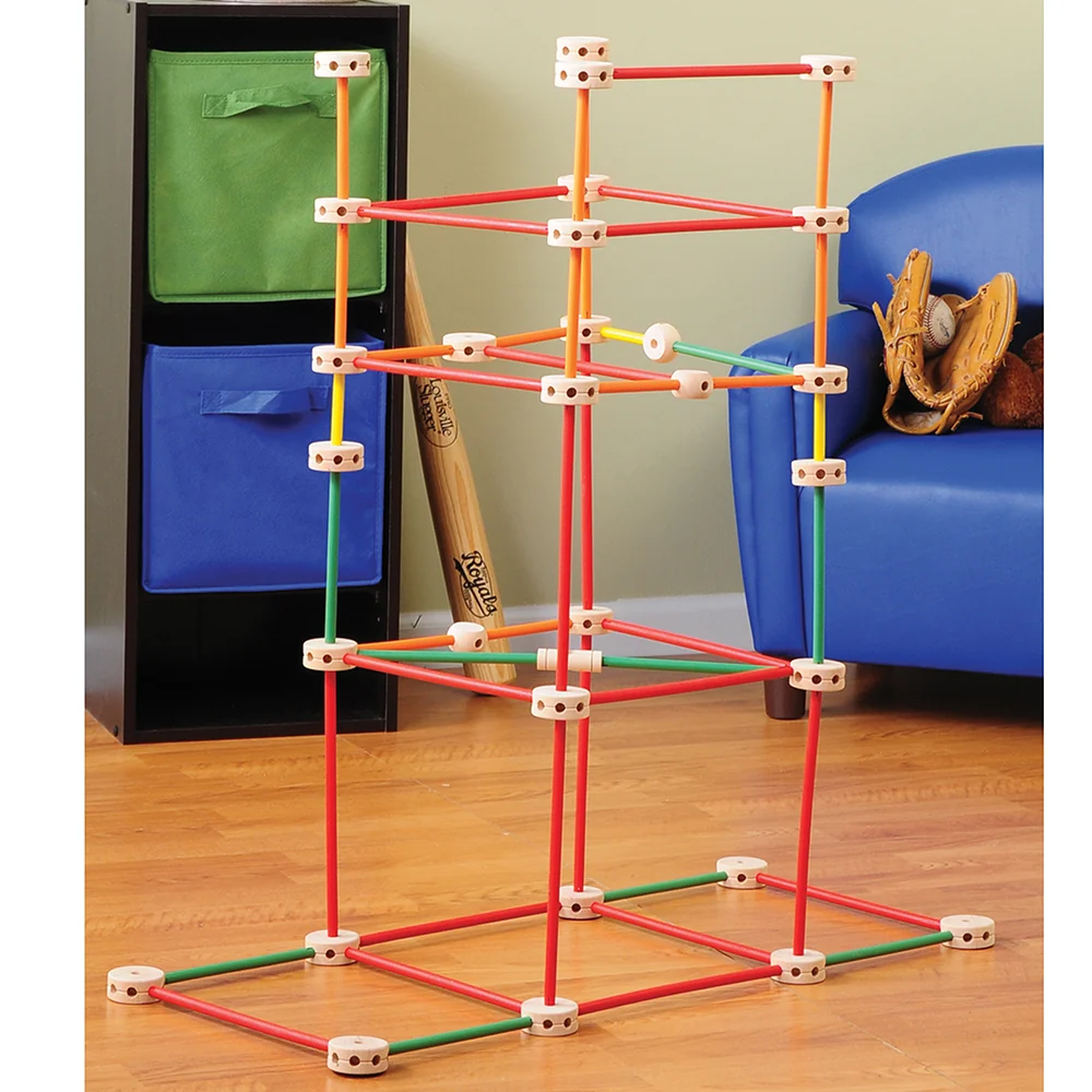 Classic Wood Builders in Storage Bin | 208 Piece STEM Building Set - Image 9