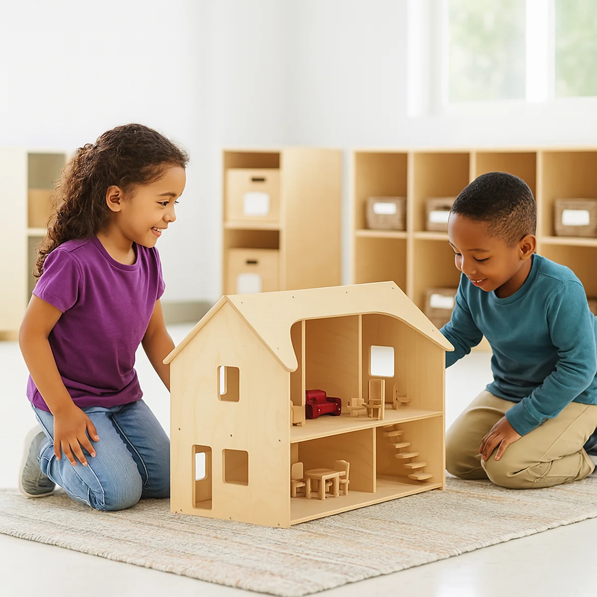 Sturdy Baltic Birch Wooden Dollhouse | Open-Ended Play for Ages 3+ - Image 3