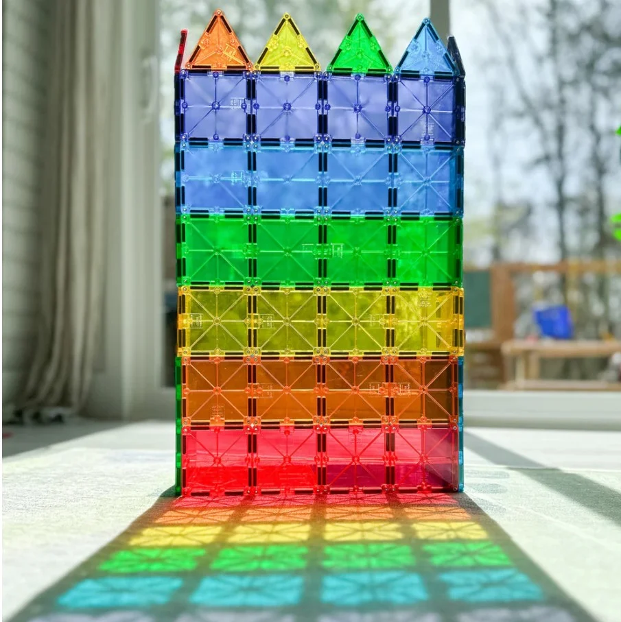 Clear Colors Magna-Tiles® 100-Piece STEM Building Set | Magnetic, Translucent Tiles for Creative Play - Image 4